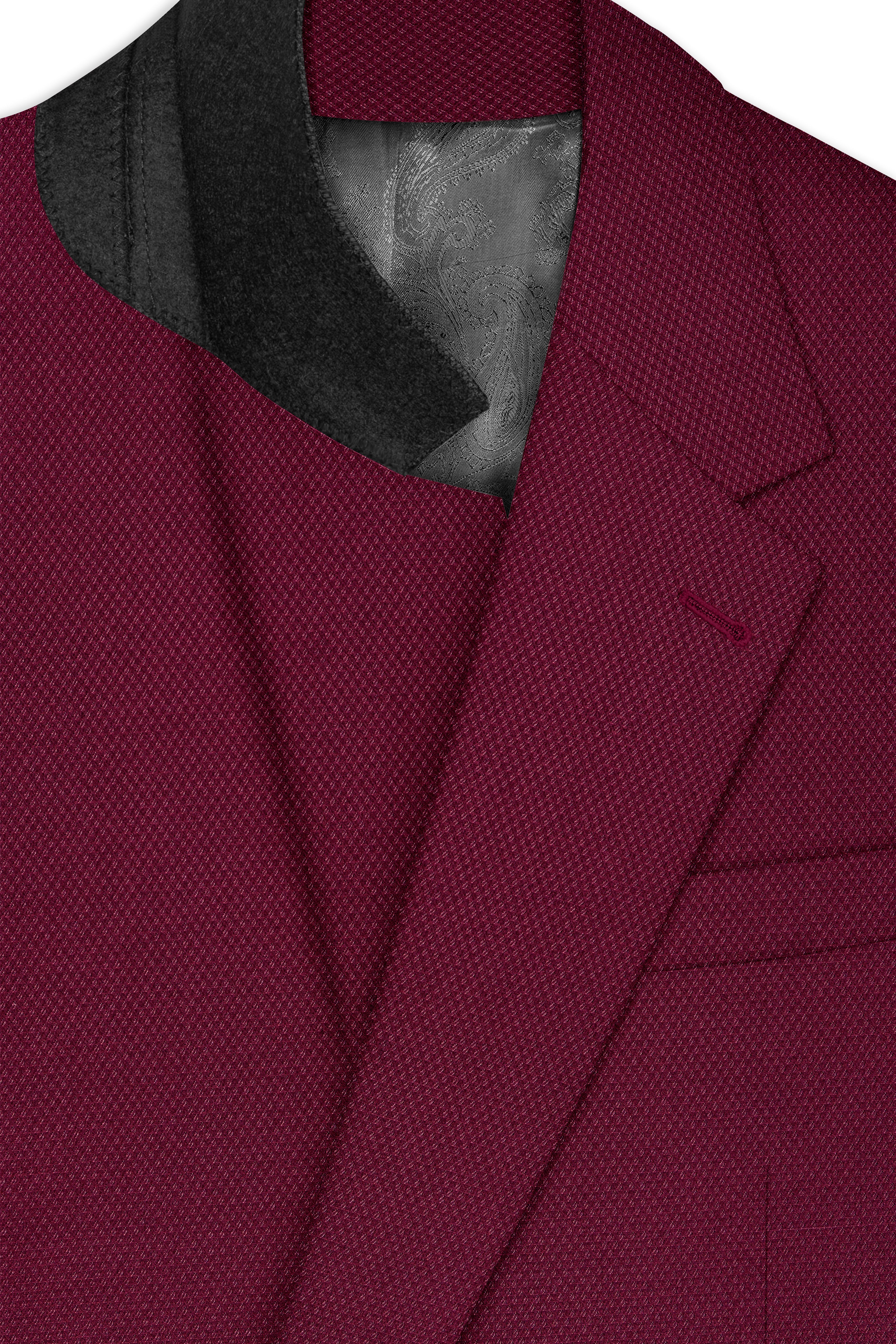 Marcrest-Castro Maroon Textured Wool Rich Single Breasted Suit