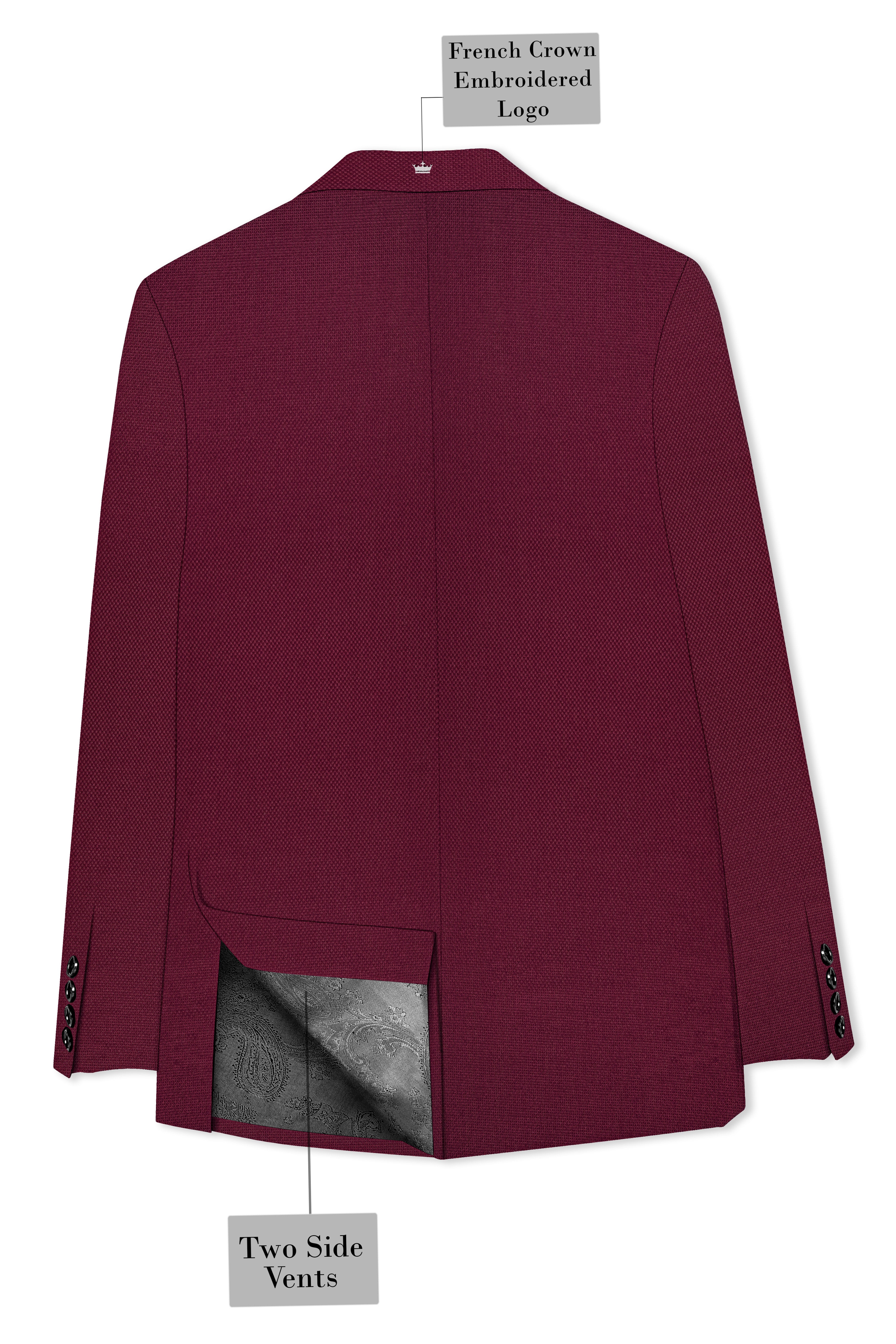 Marcrest-Castro Maroon Textured Wool Rich Single Breasted Suit