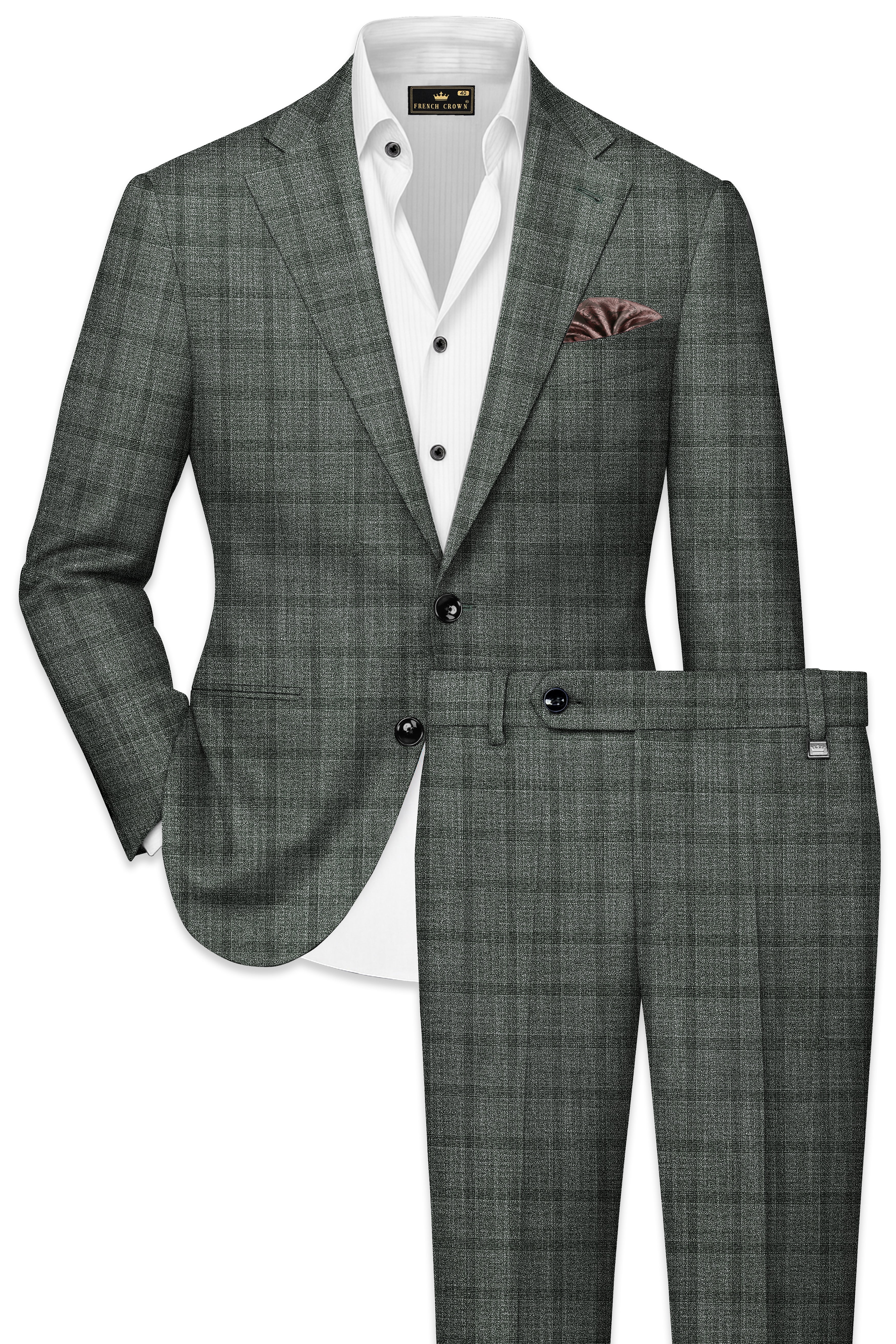 Velgris-Fuscous Gray Plaid Wool Rich Single Breasted Suit