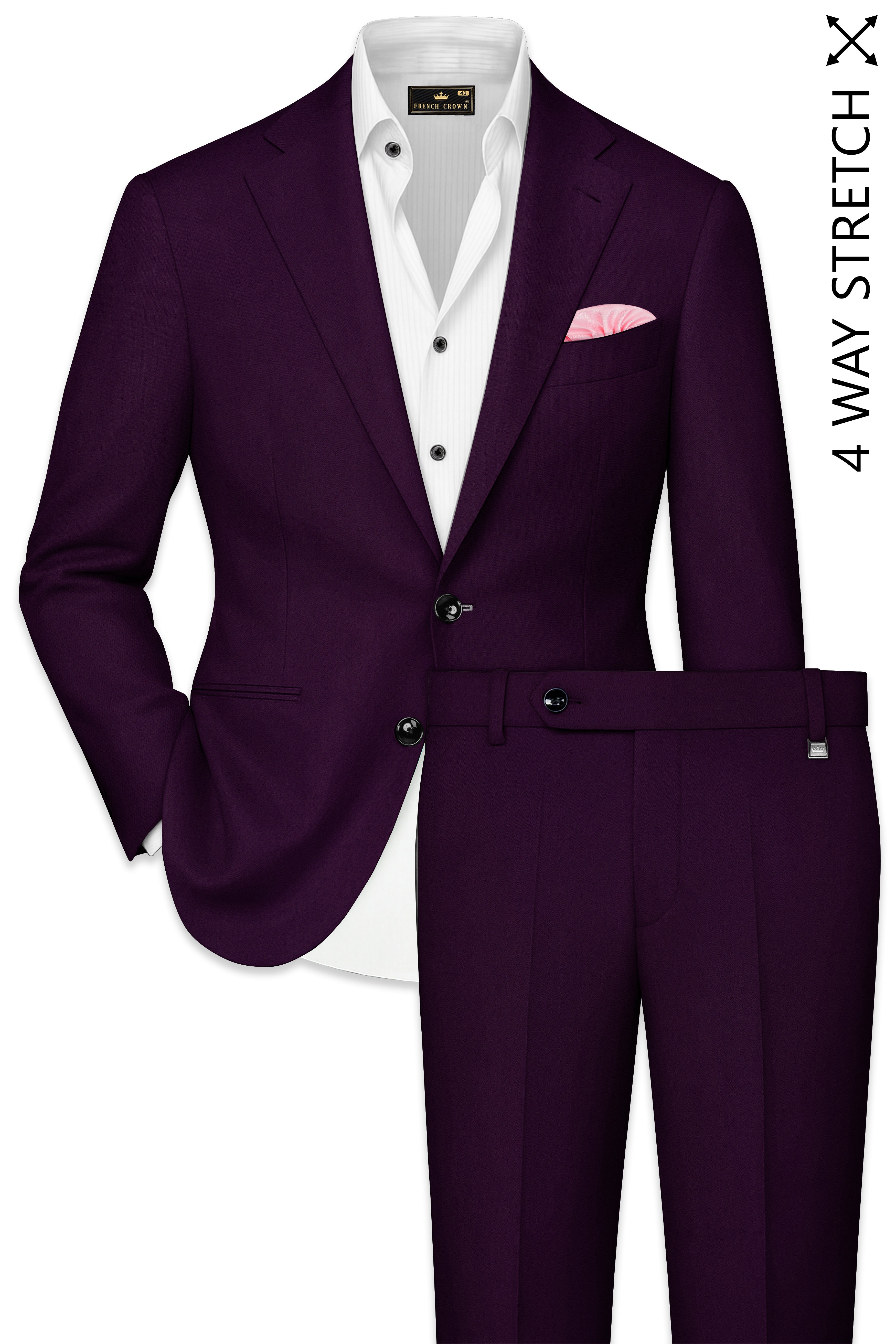 Purvian-Rasin Purple Wool Rich Single Breasted Suit