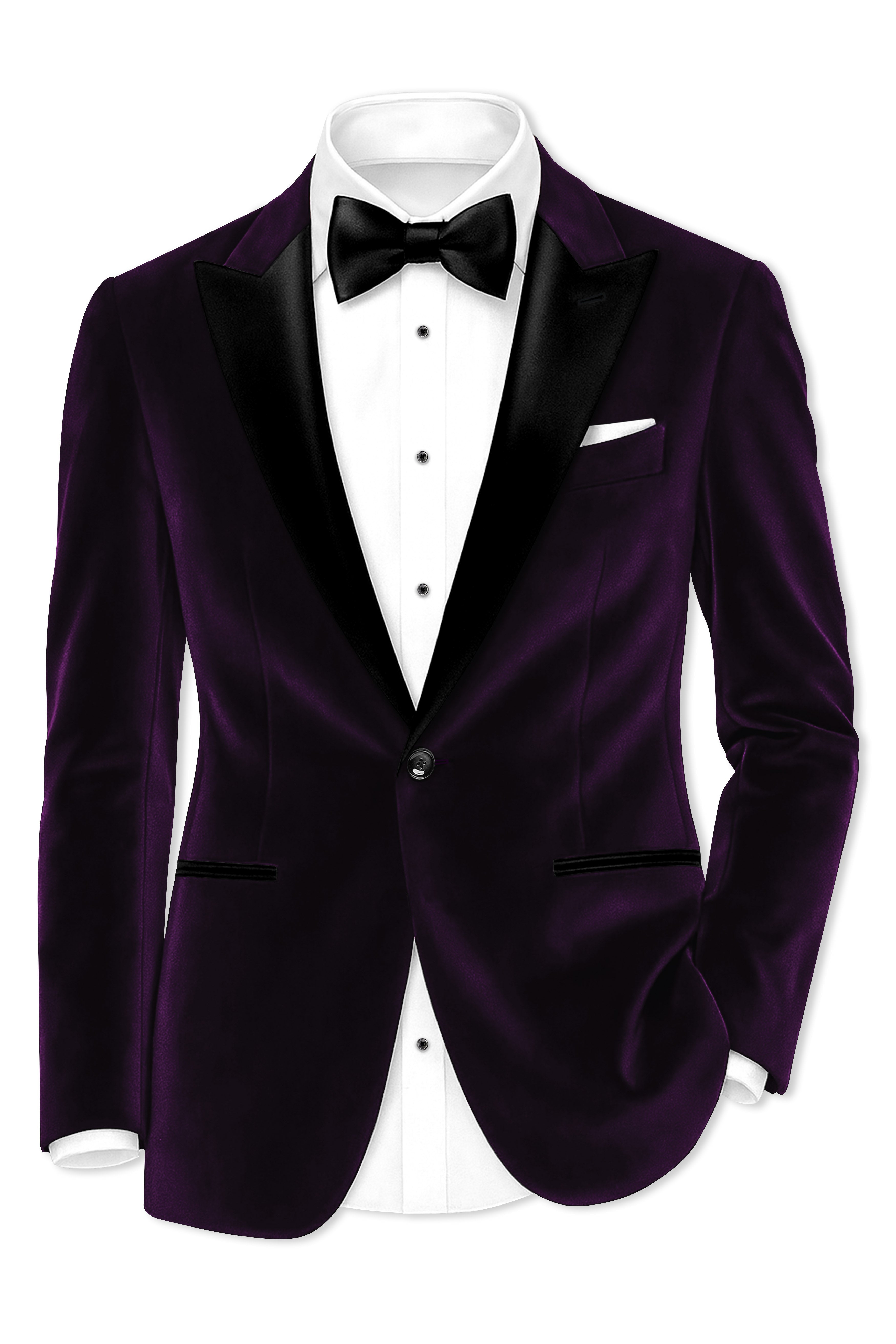 Purvella-Rasin Purple Velvet Peak Lapel Tuxedo Suit