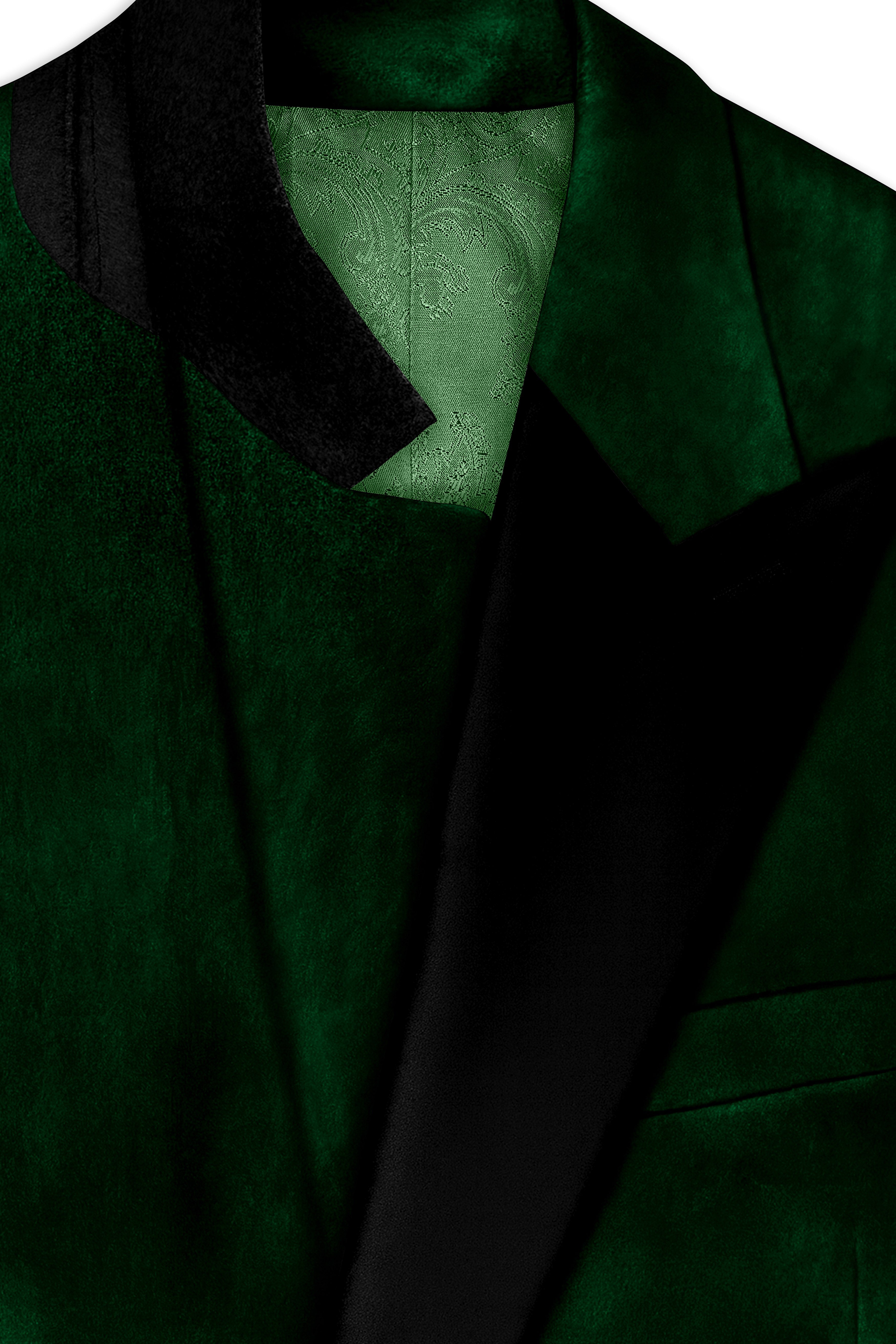 Virivell-Phthalo Green Velvet Peak Lapel Tuxedo Suit