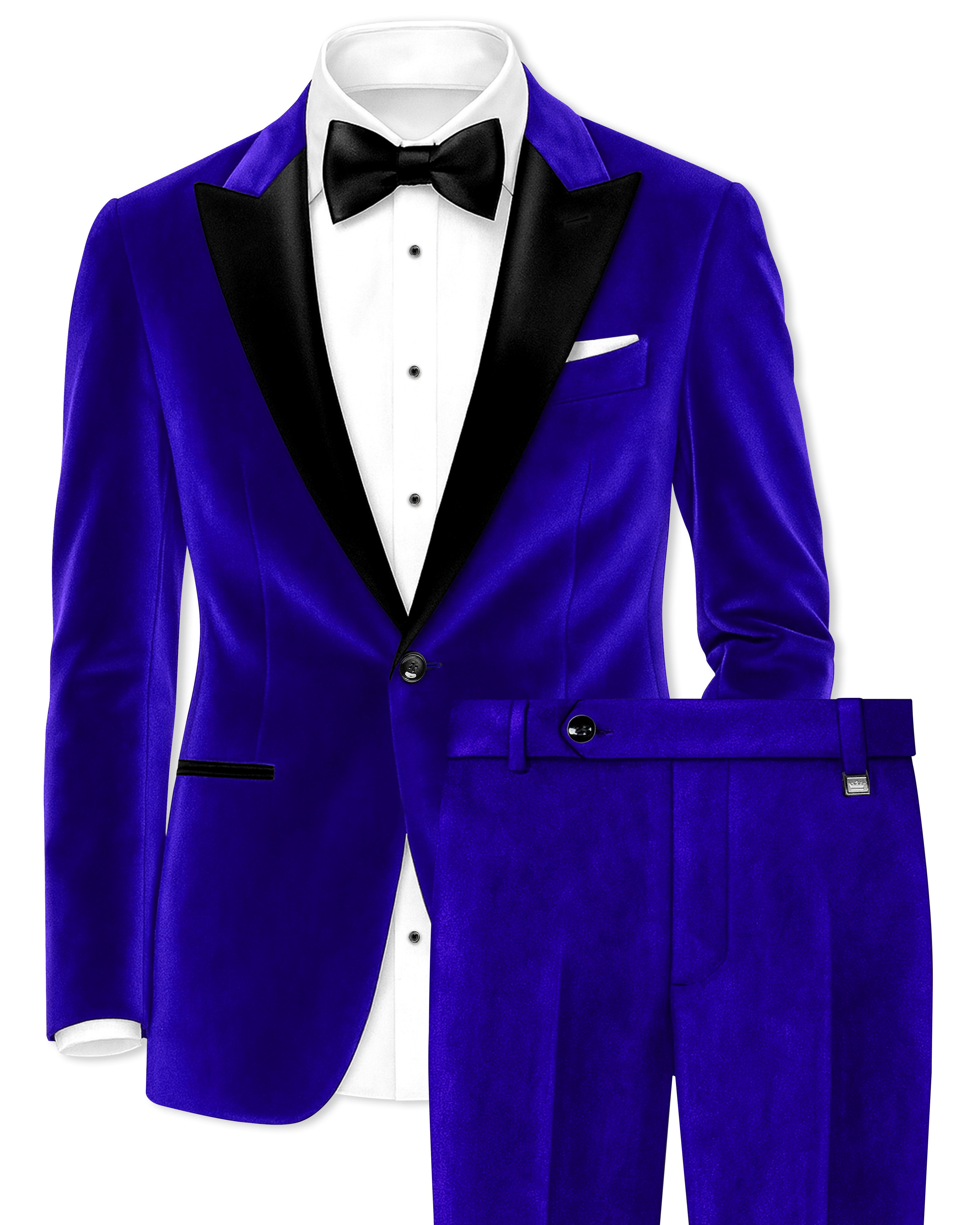 Blucrest-Ultramarine Blue Velvet Peak Lapel Tuxedo Suit