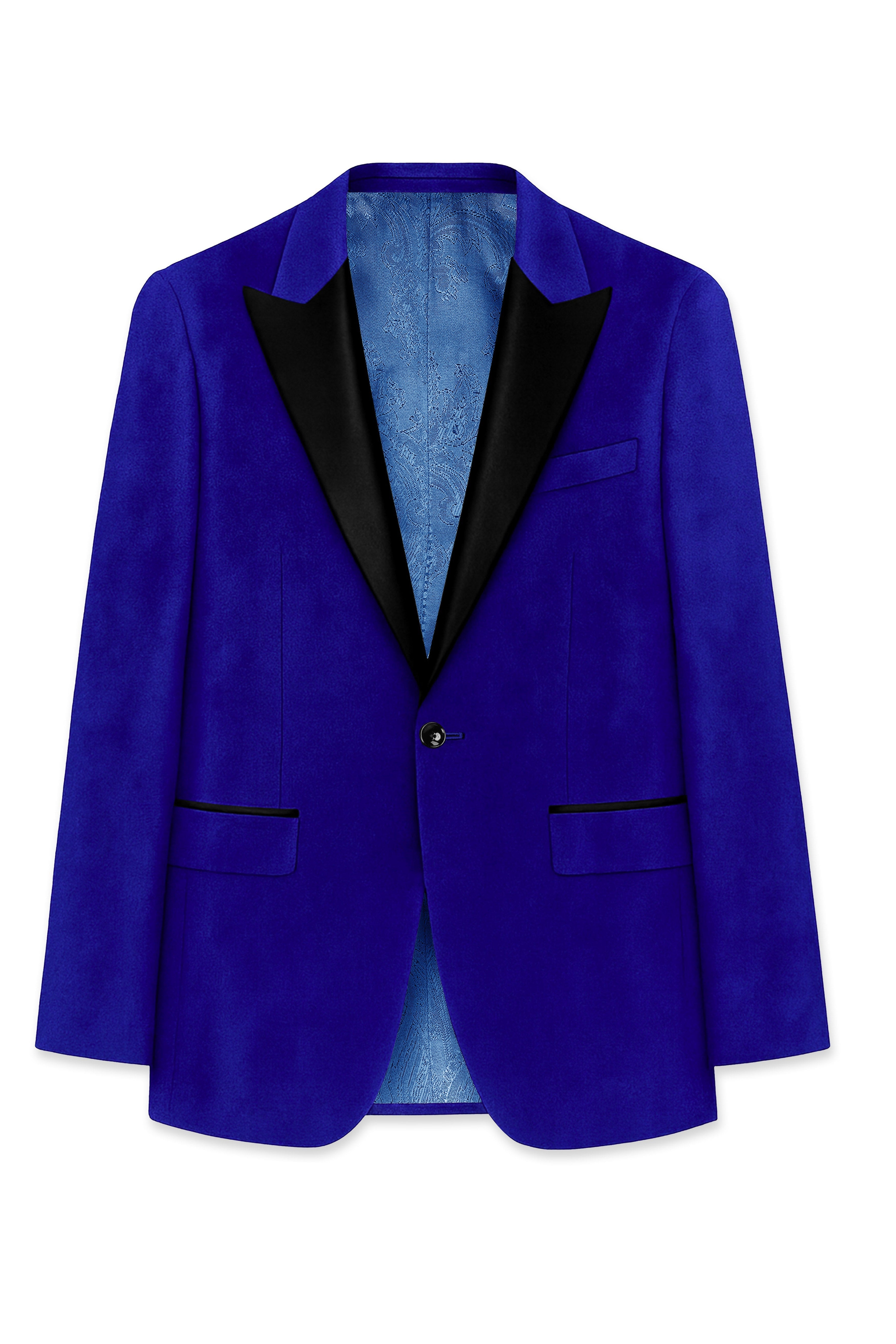 Blucrest-Ultramarine Blue Velvet Peak Lapel Tuxedo Suit