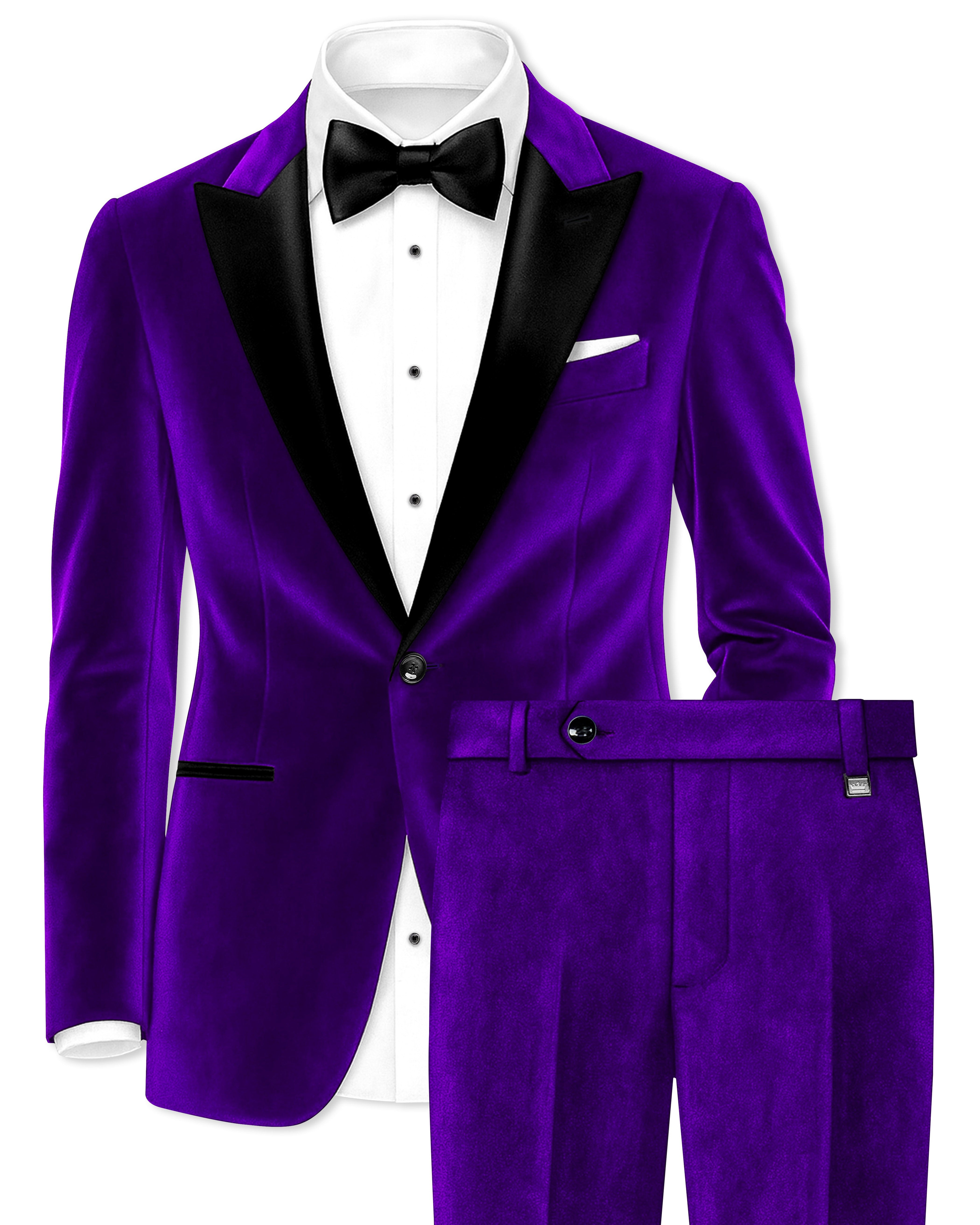 Purvion-Christalle Purple Plain-Solid Premium Wool Rich Tuxedo