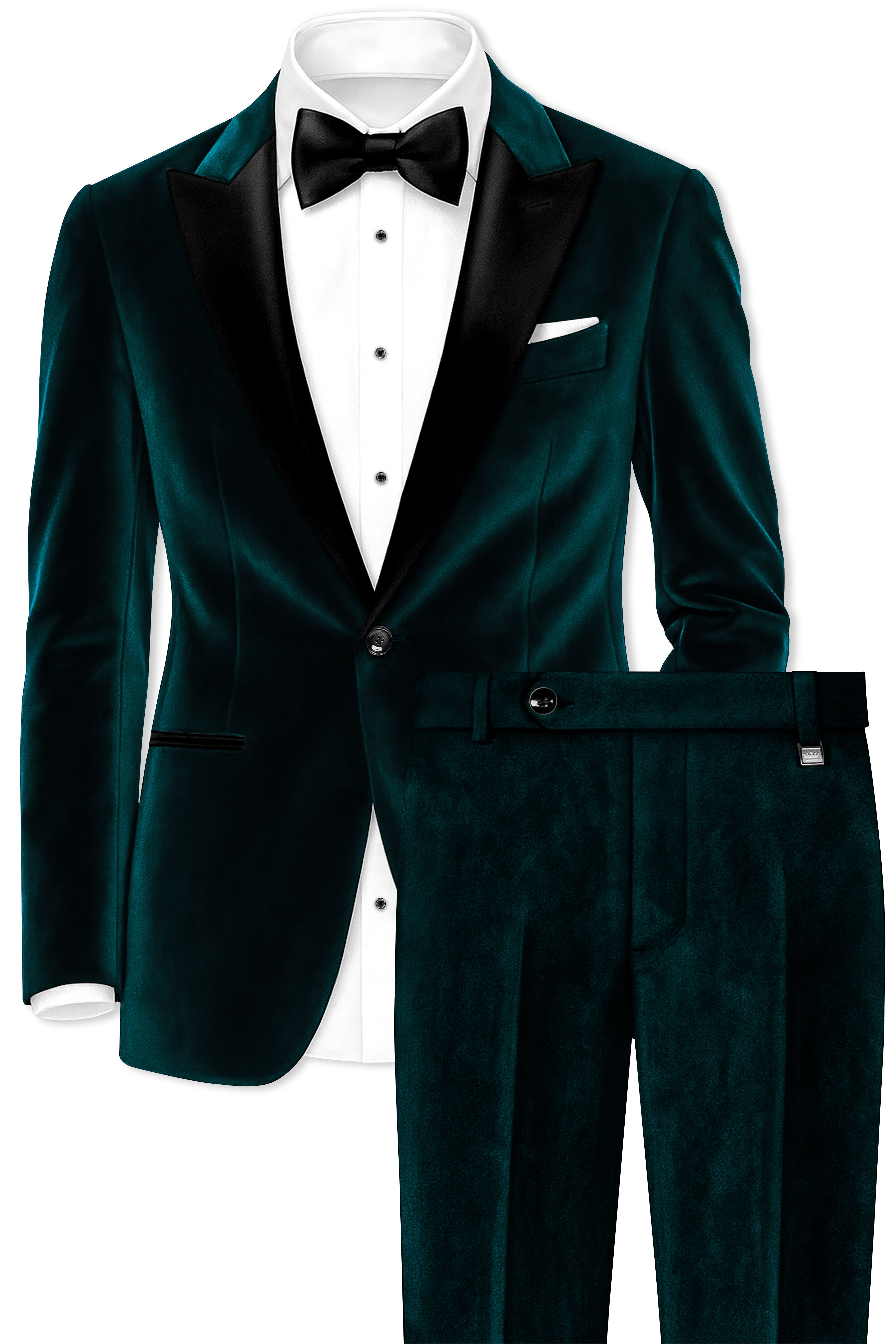 Emerivell-Burnham Green Velvet Peak Lapel Tuxedo Suit