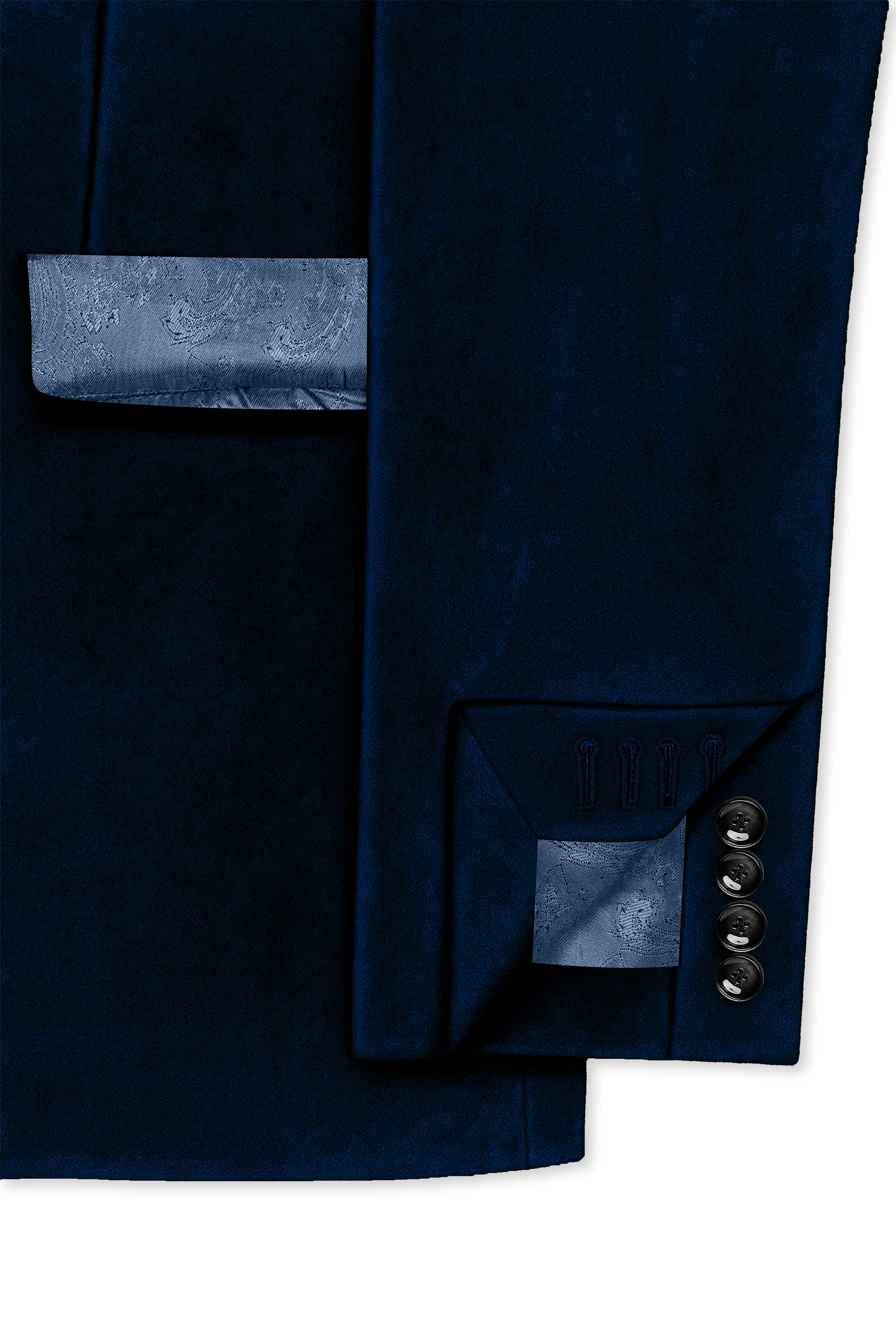 Noctivell-Cinder Blue Velvet Peak Lapel Tuxedo Suit