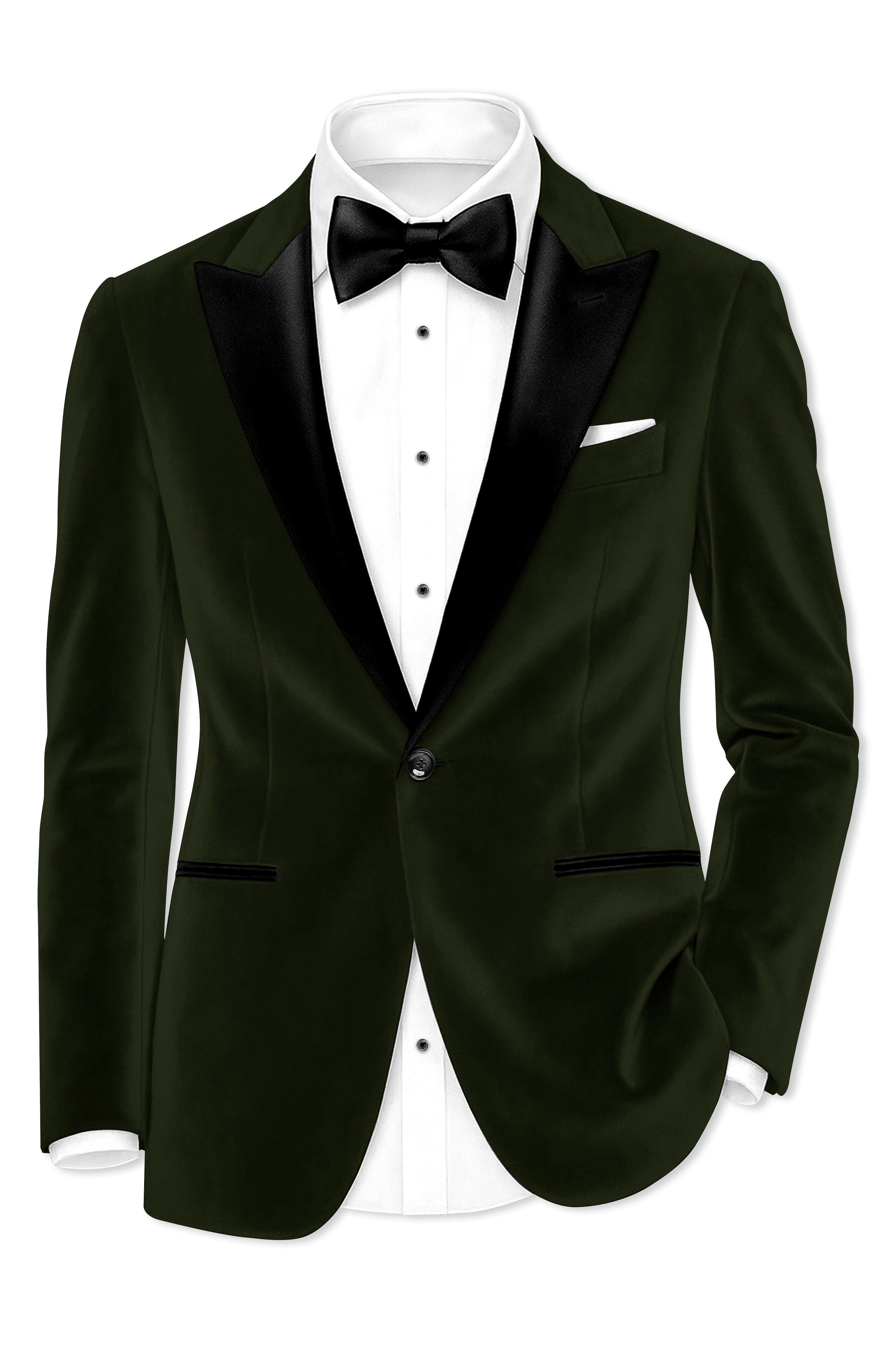 Velcadia-Acadia Green Velvet Peak Lapel Tuxedo Suit