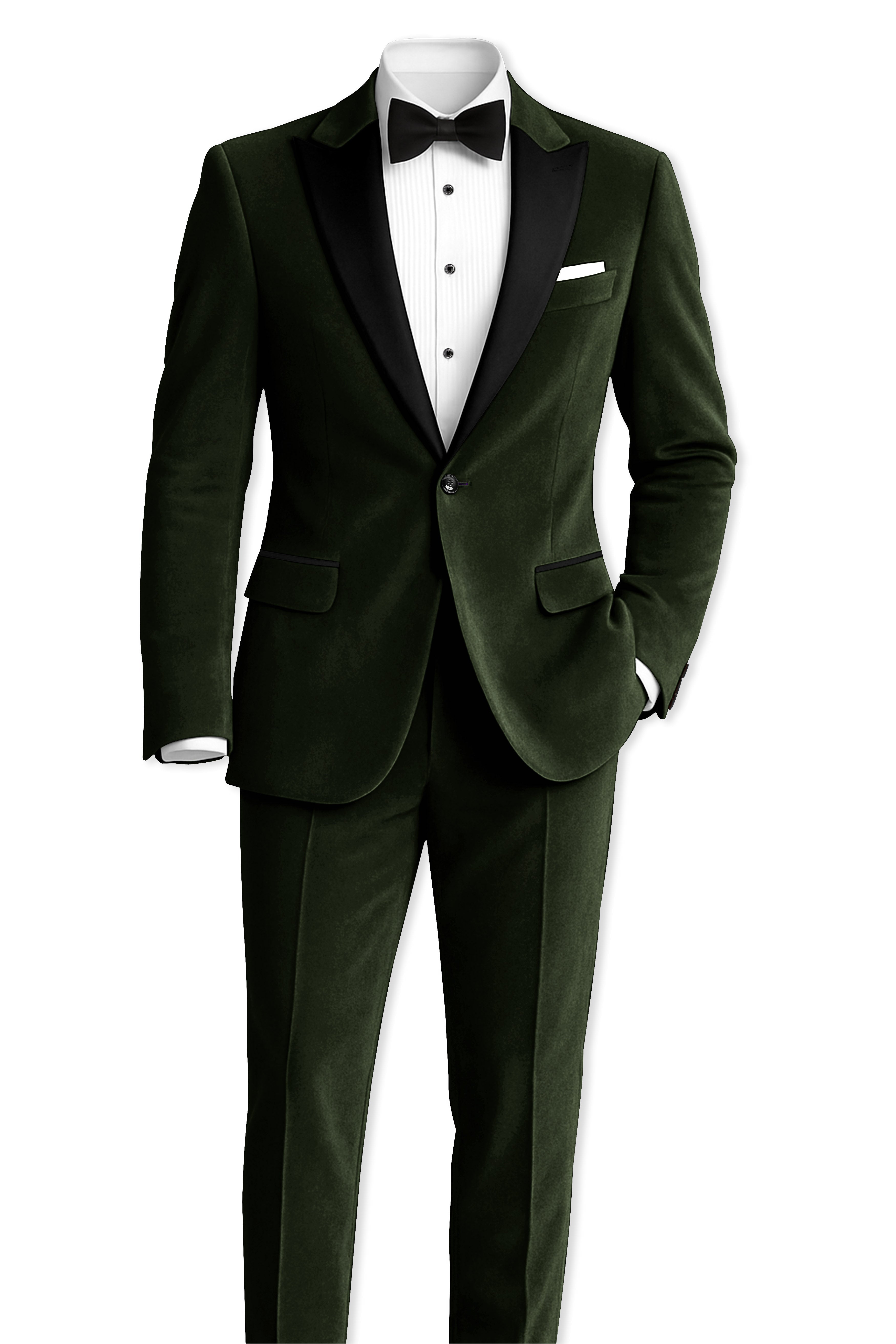 Velcadia-Acadia Green Velvet Peak Lapel Tuxedo Suit