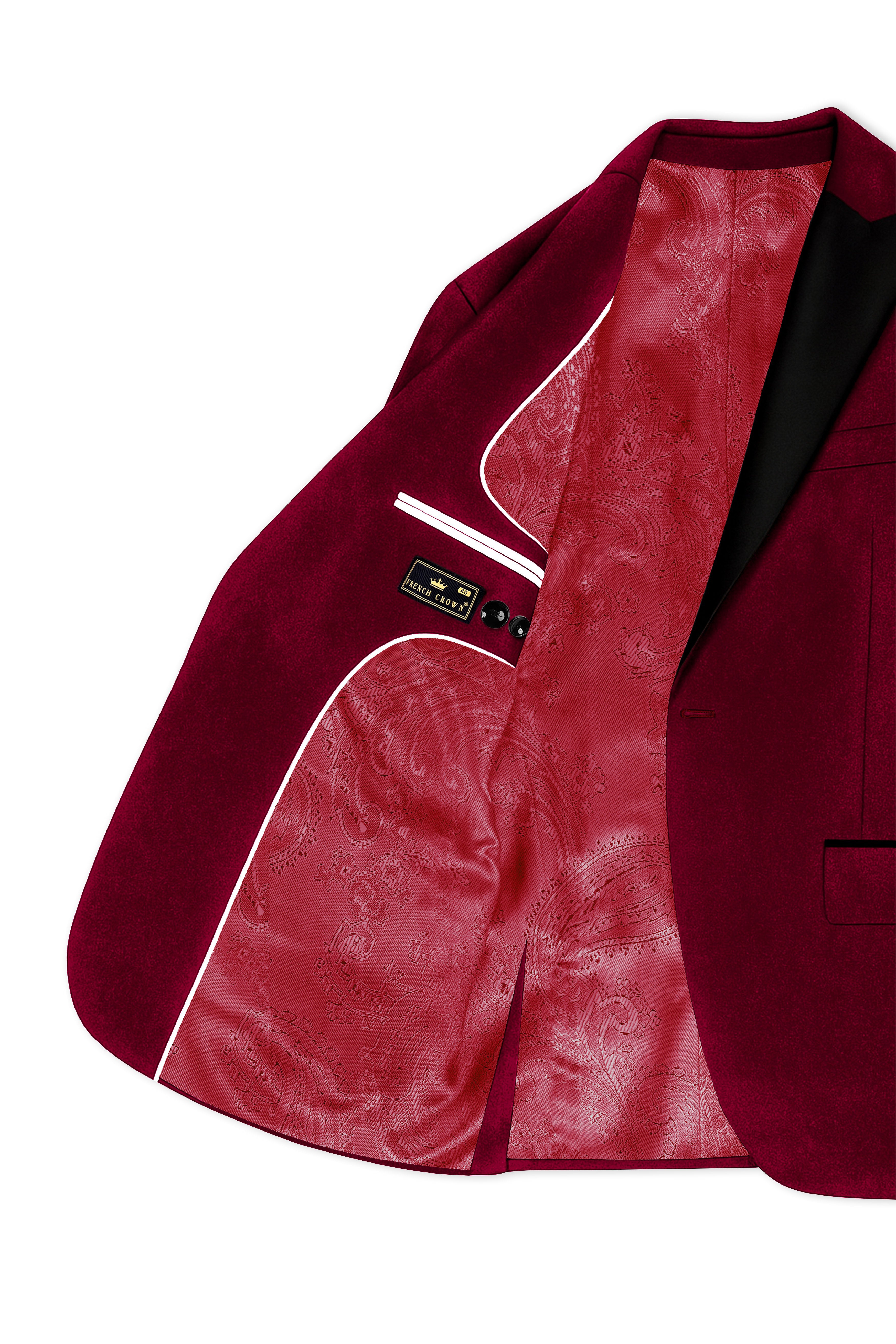Marcrest-Castro maroon Velvet Peak Lapel Tuxedo Suit