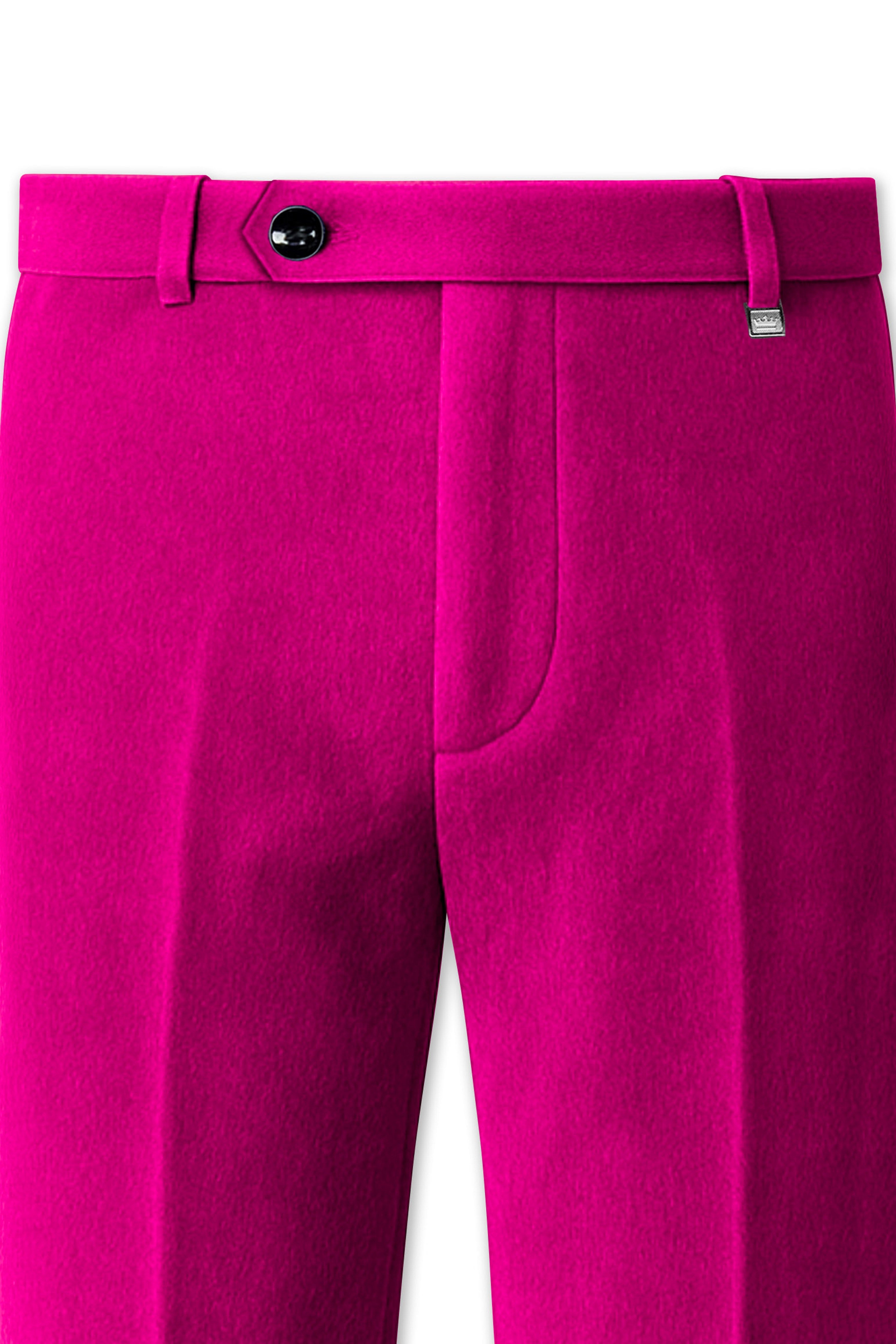 Rosivell-Fuchsia Pink Velvet Peak Lapel Tuxedo Suit