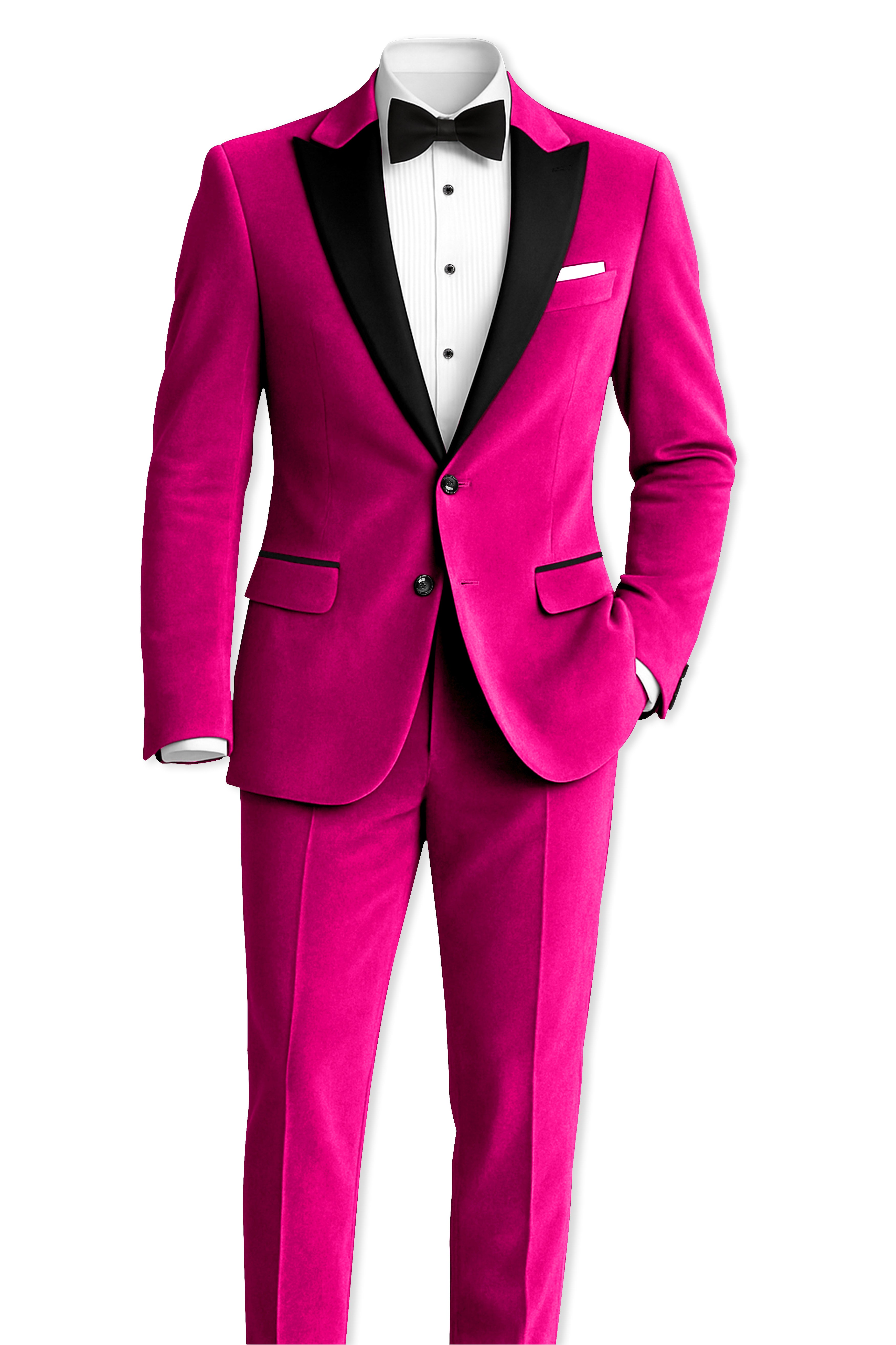 Rosivell-Fuchsia Pink Plain-Solid Premium Wool Rich Tuxedo-Suit