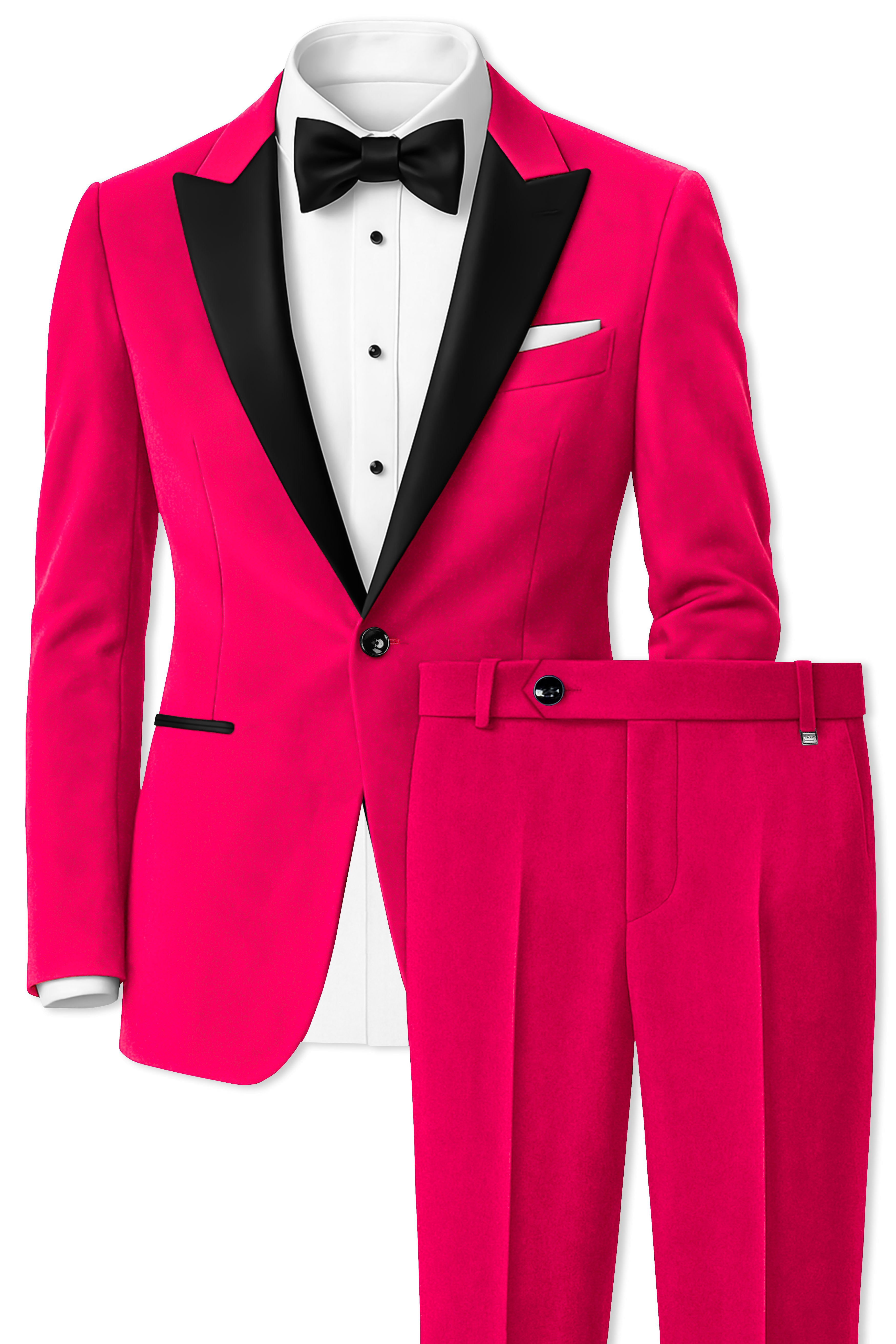 Shivelle-Shiraz Pink Velvet Peak Lapel Tuxedo Suit