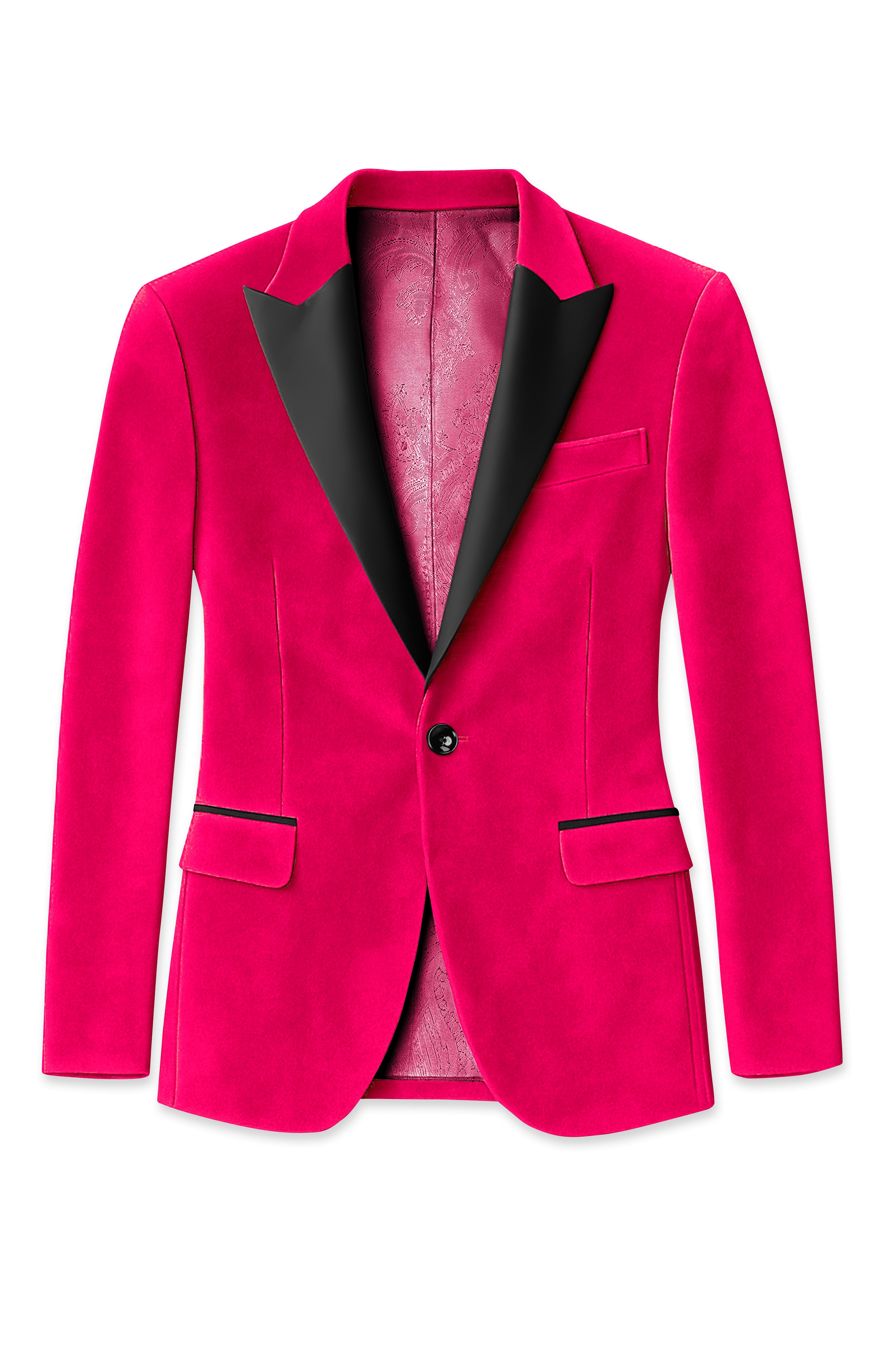 Shivelle-Shiraz Pink Velvet Peak Lapel Tuxedo Suit