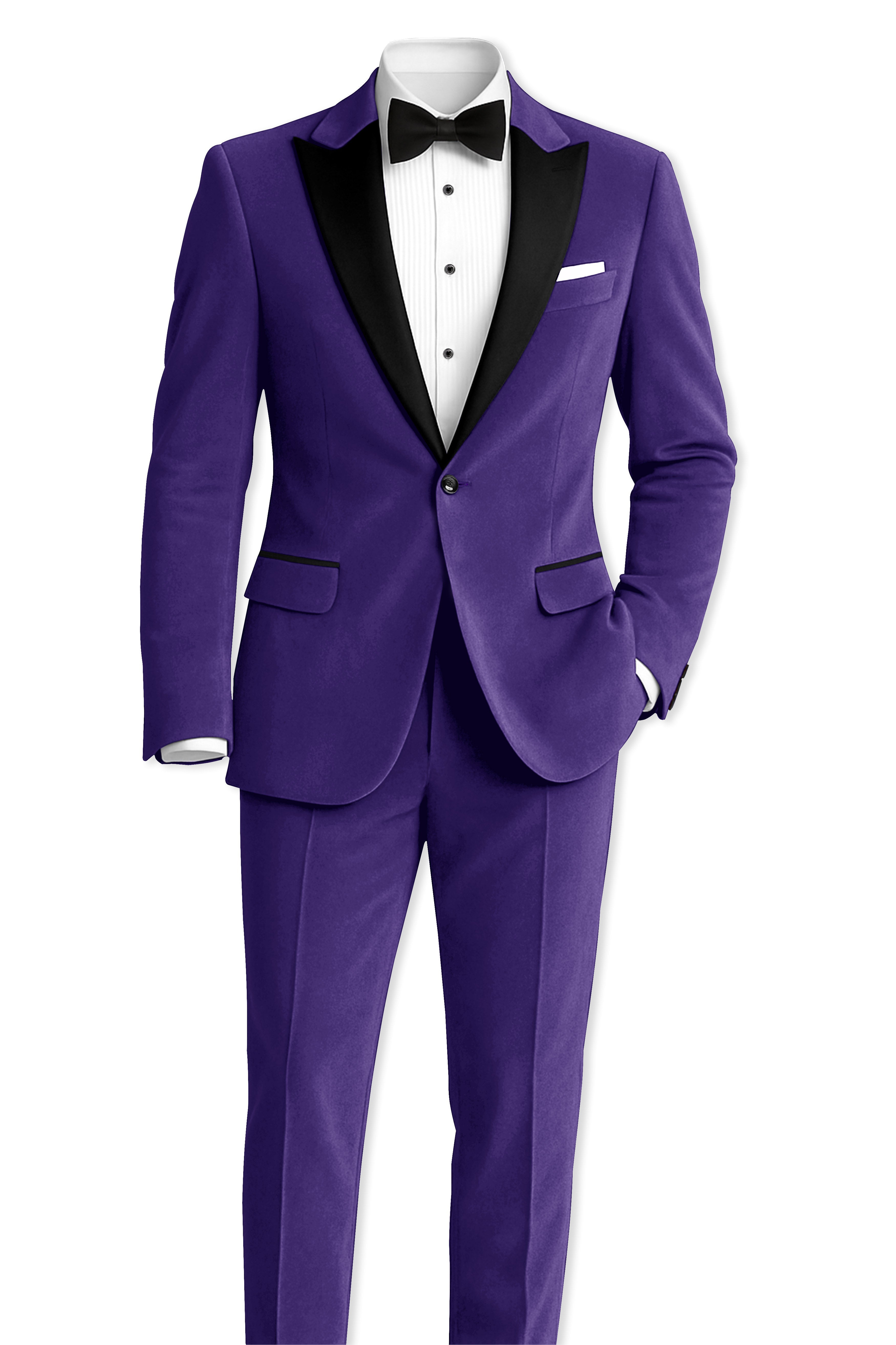 Velaris-Jacarta Purple Velvet Peak Lapel Tuxedo Suit