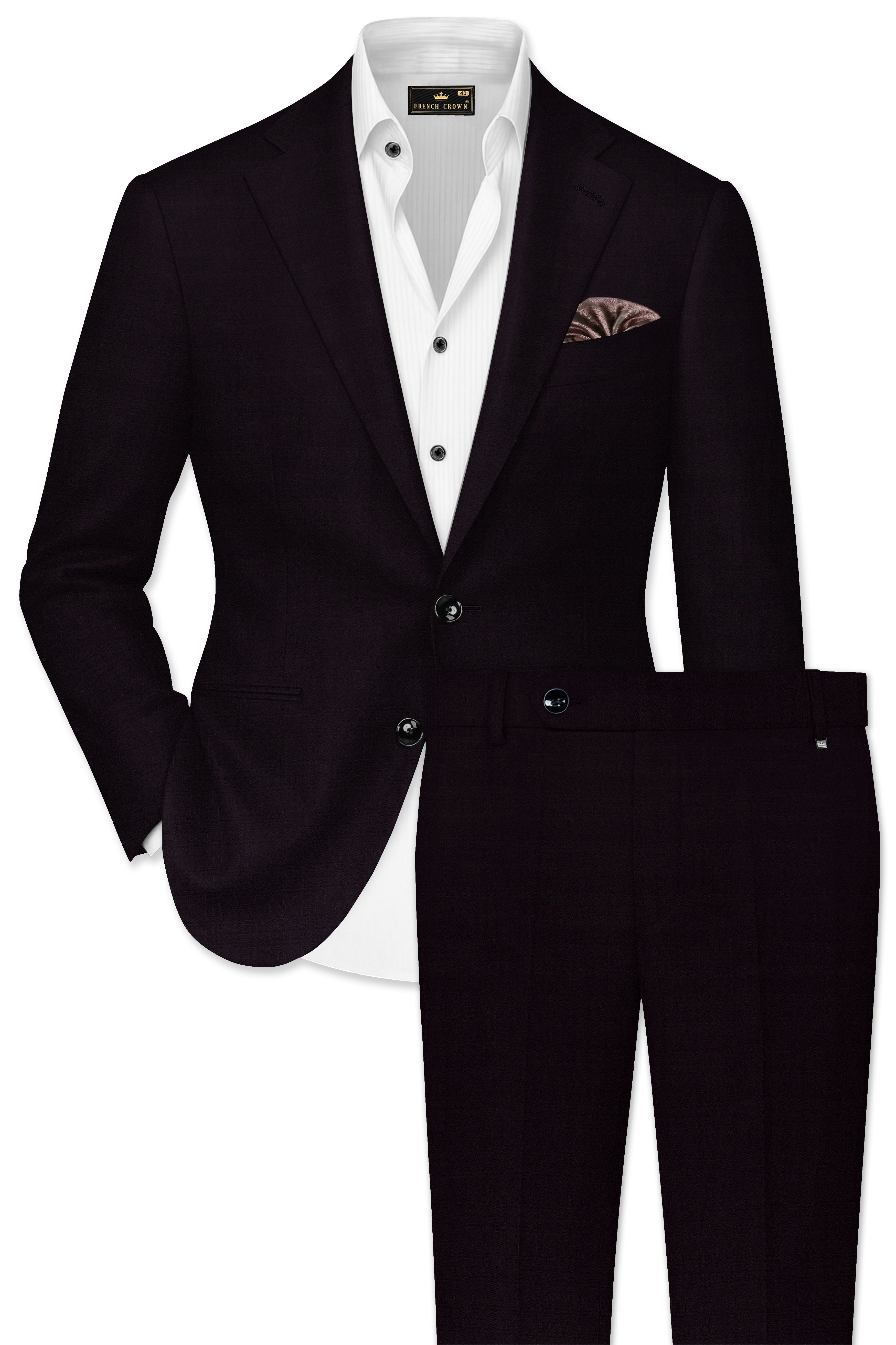 Noctivra-Cinder Black Wool Rich Single Breasted Suit