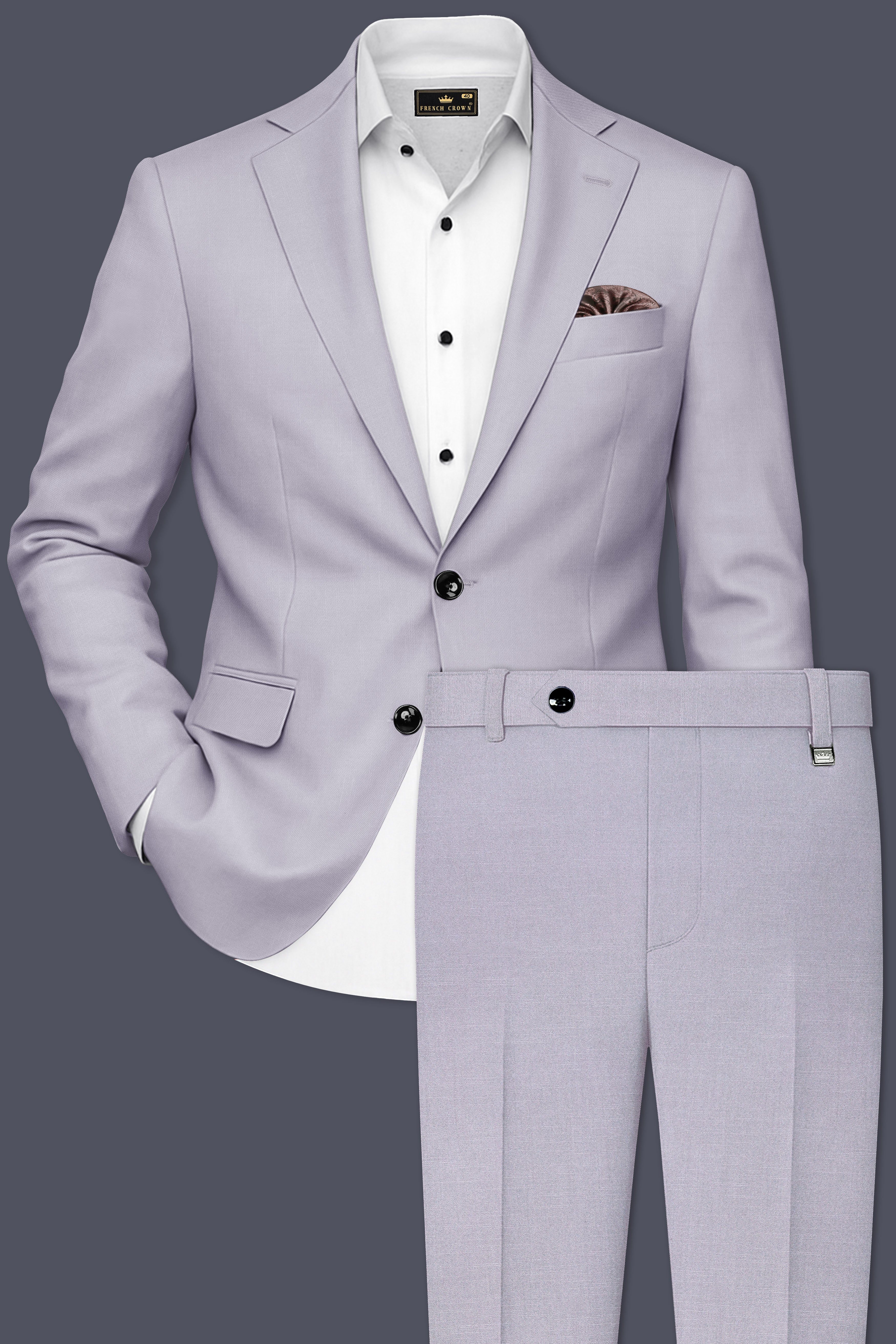Mistivell-Mountain Mist Gray Wool Rich Single Breasted Stretchable traveler Suit