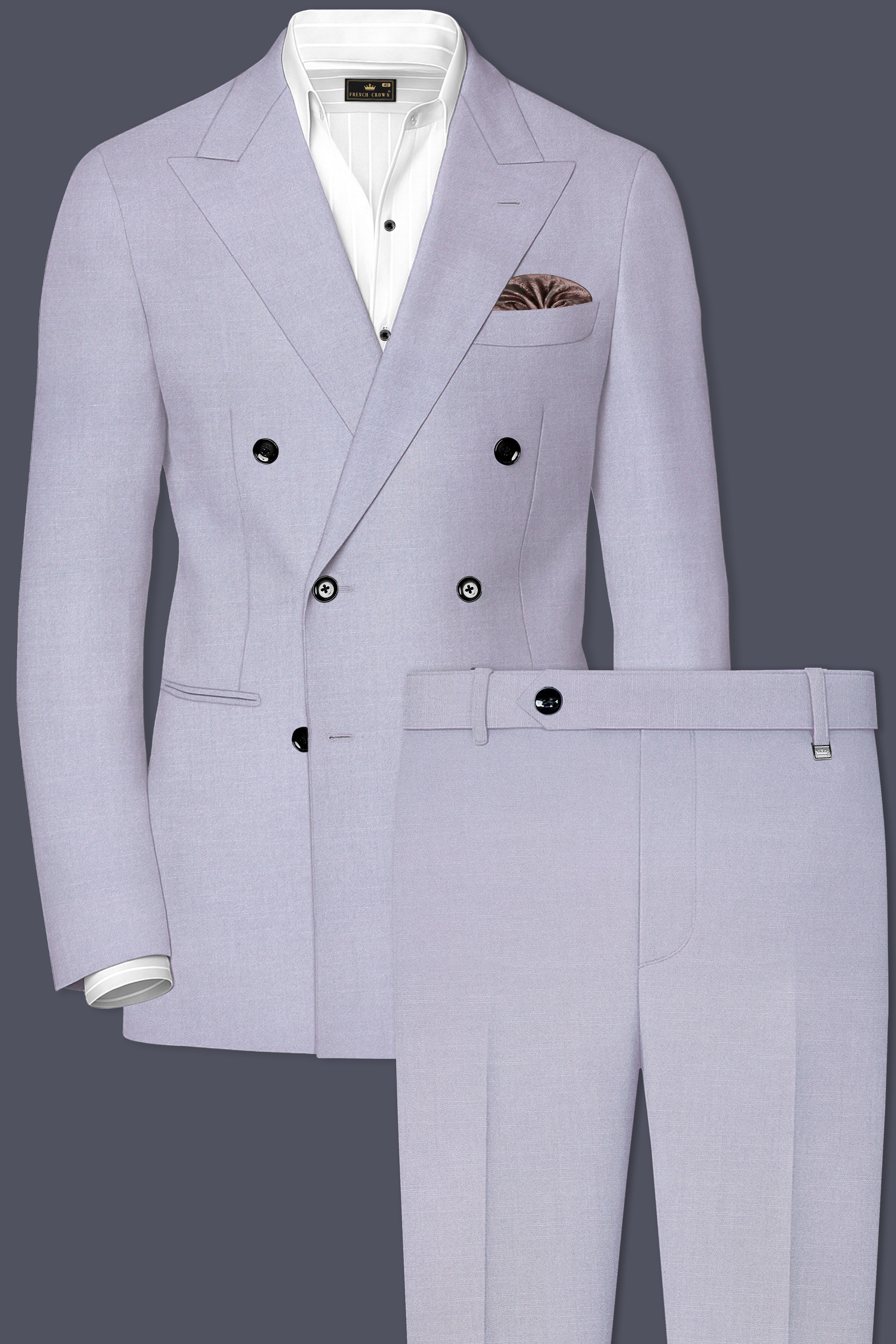 Mistivell-Mountain Mist Gray Wool Rich Double Breasted Stretchable traveler Suit