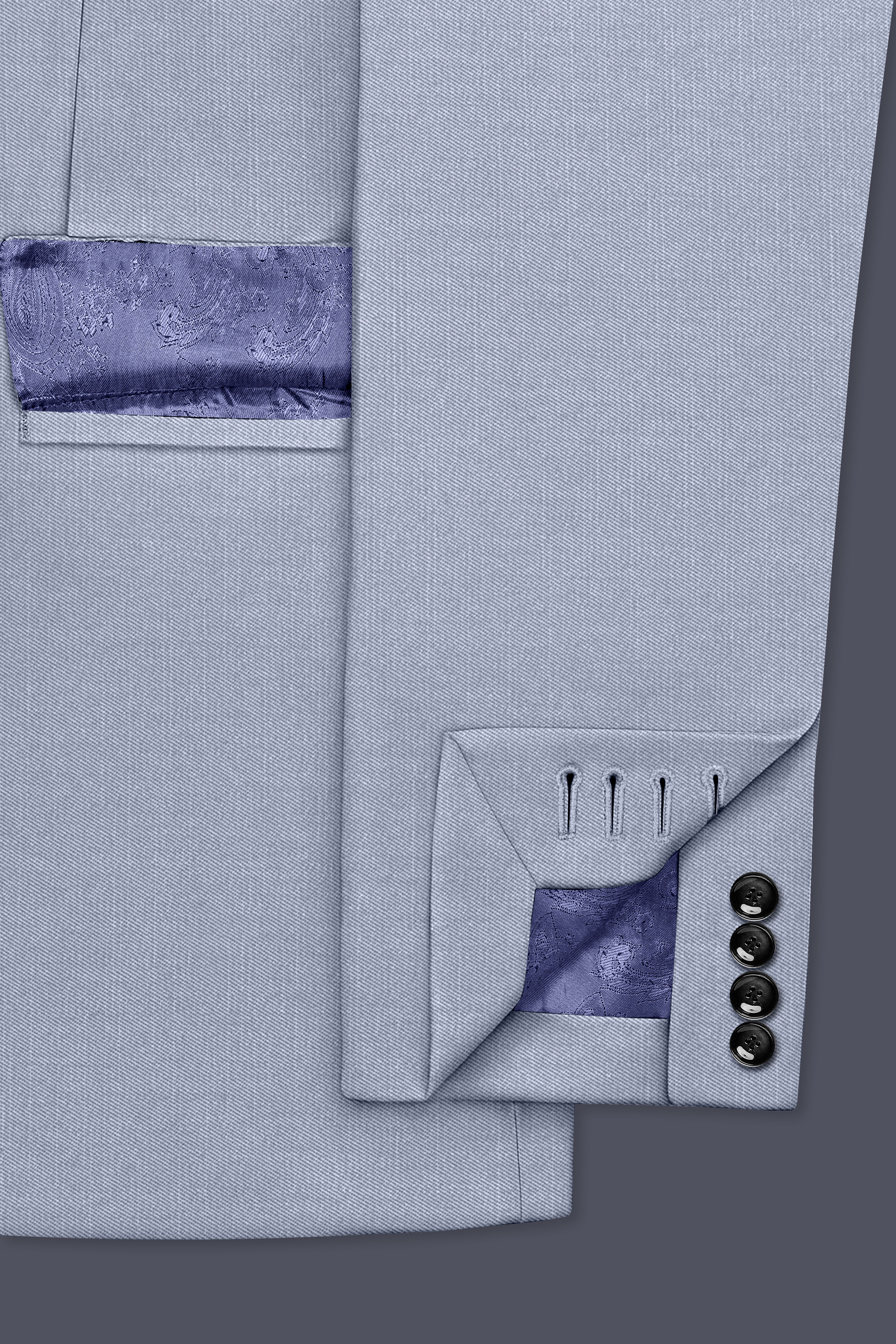 Mistivell-Mountain Mist Gray Wool Rich Double Breasted Stretchable traveler Suit