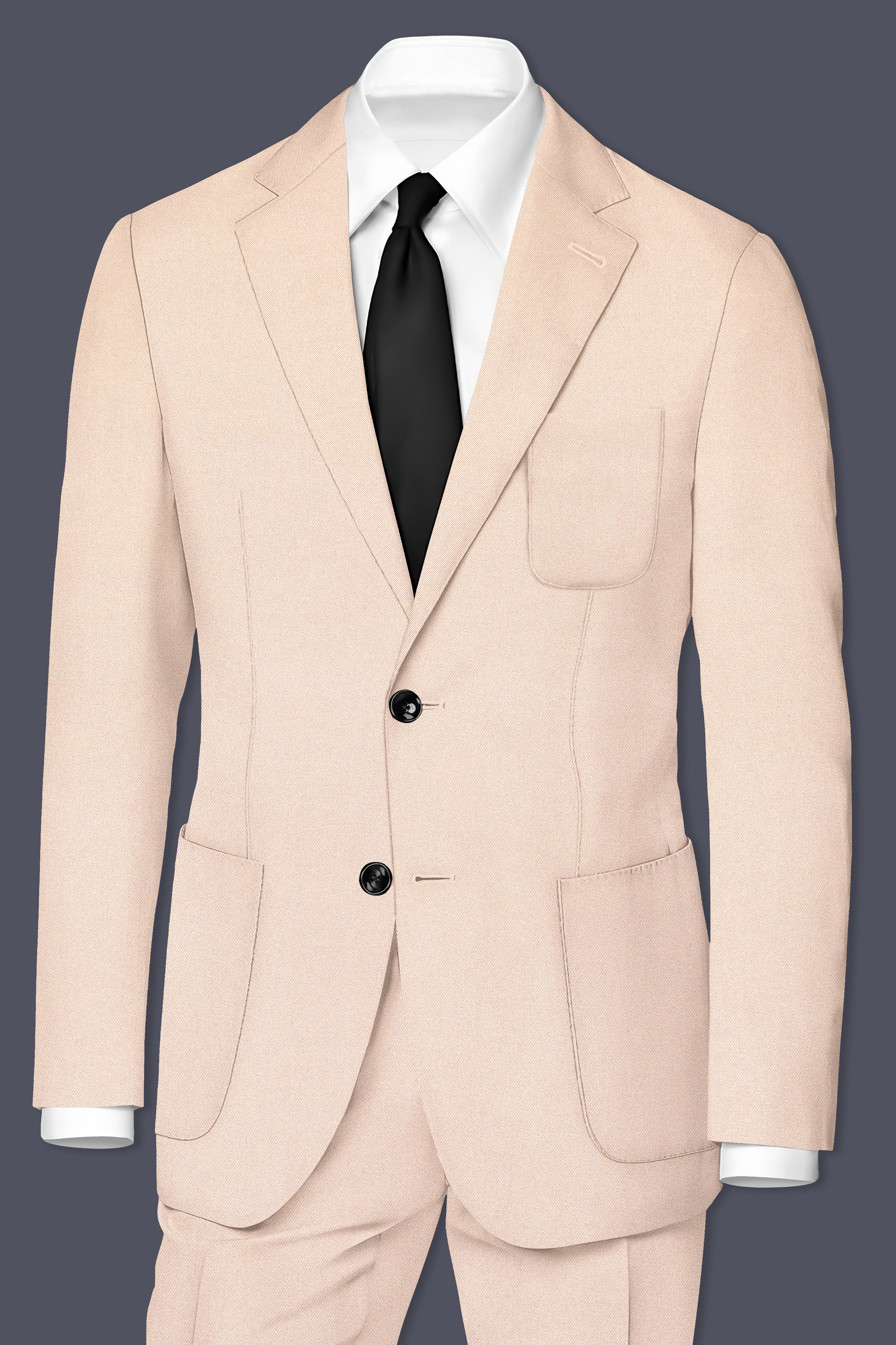 Ivocrest-Albescent Cream Premium Cotton Single Breasted Sports Suit