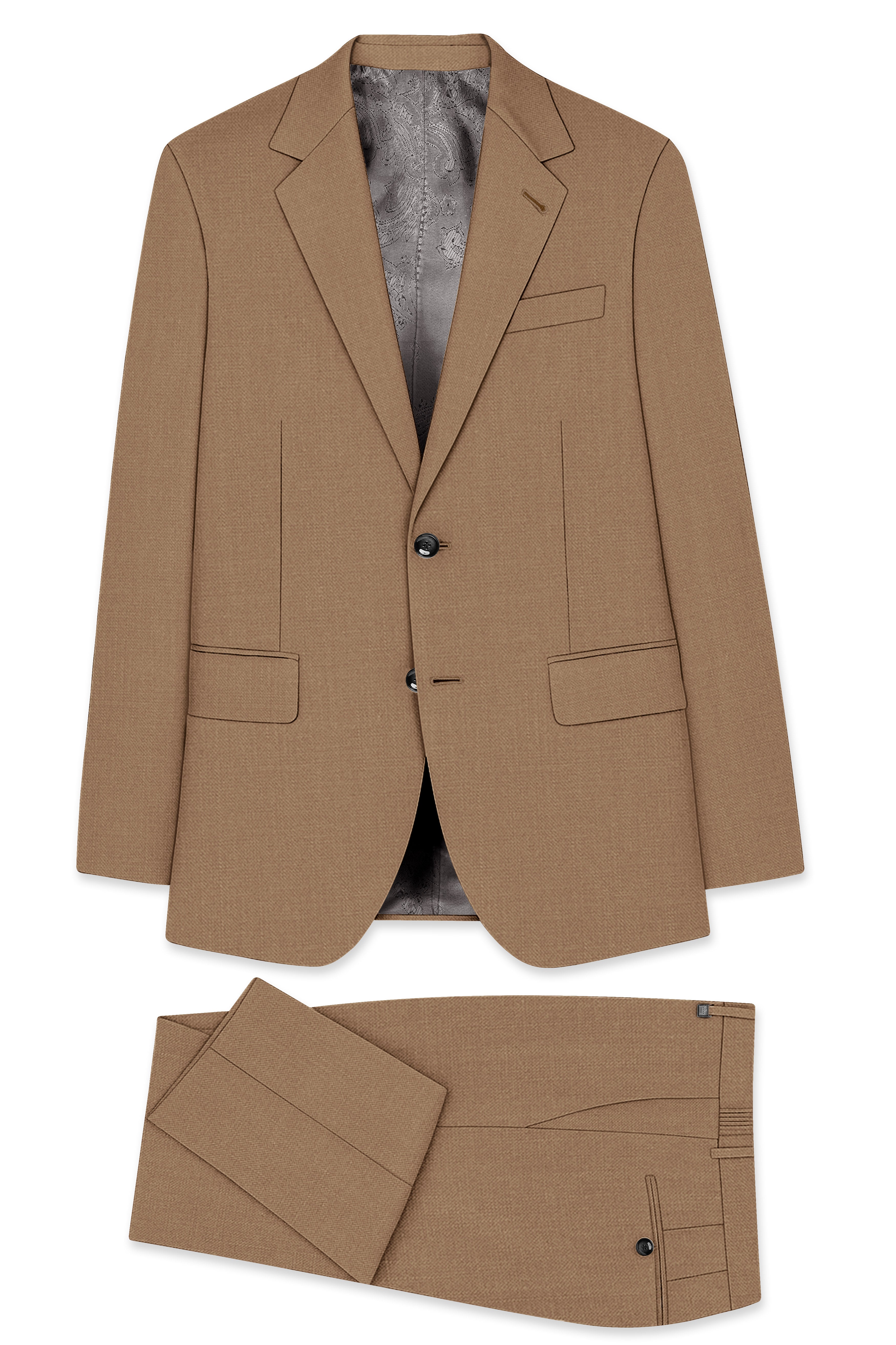 Cremont-Mocha Brown Luxurious Linen Single Breasted Stretchable traveler Suit