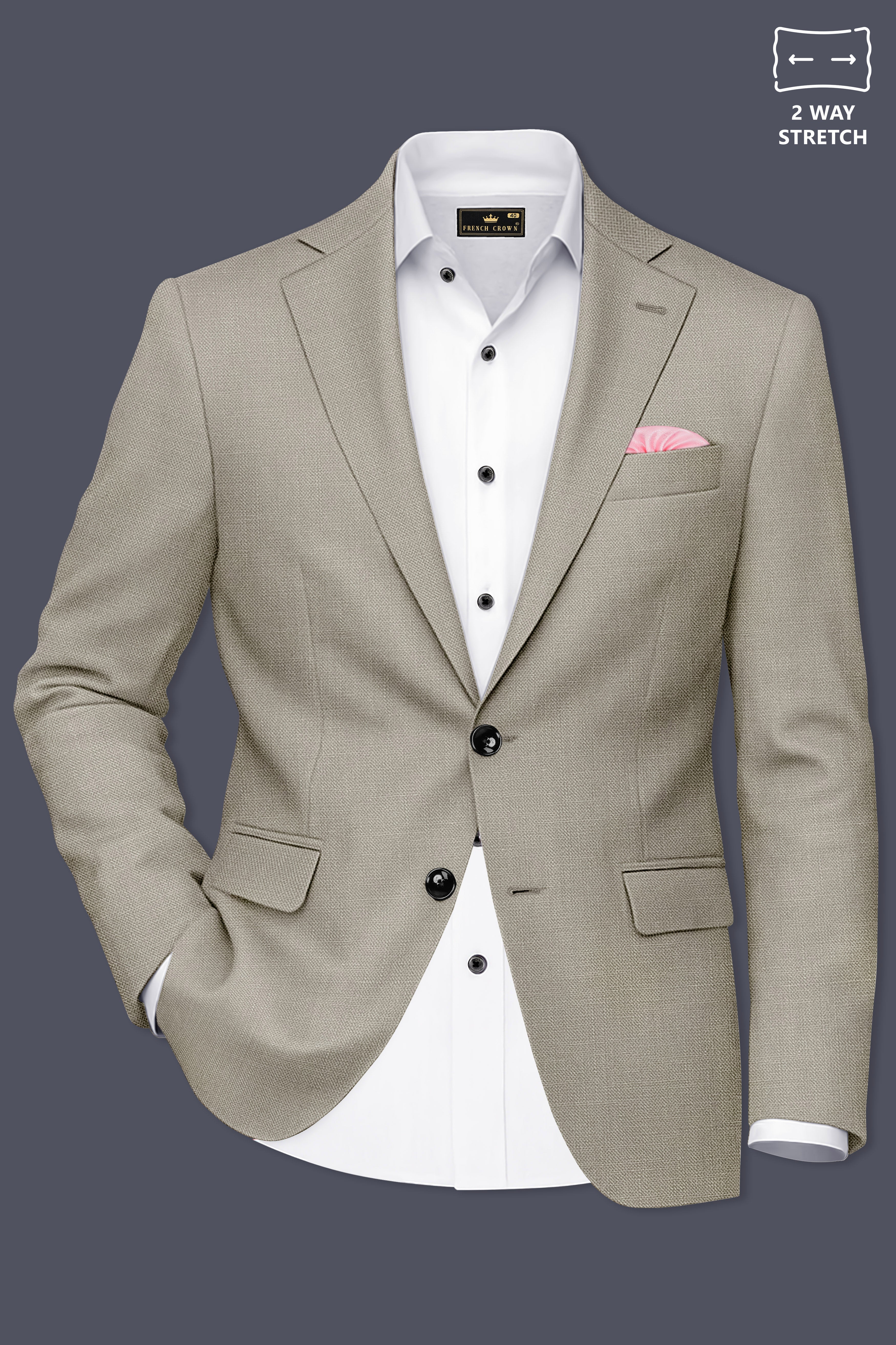 Grevino-Pablo Green Luxurious Linen Single Breasted Stretchable traveler Suit