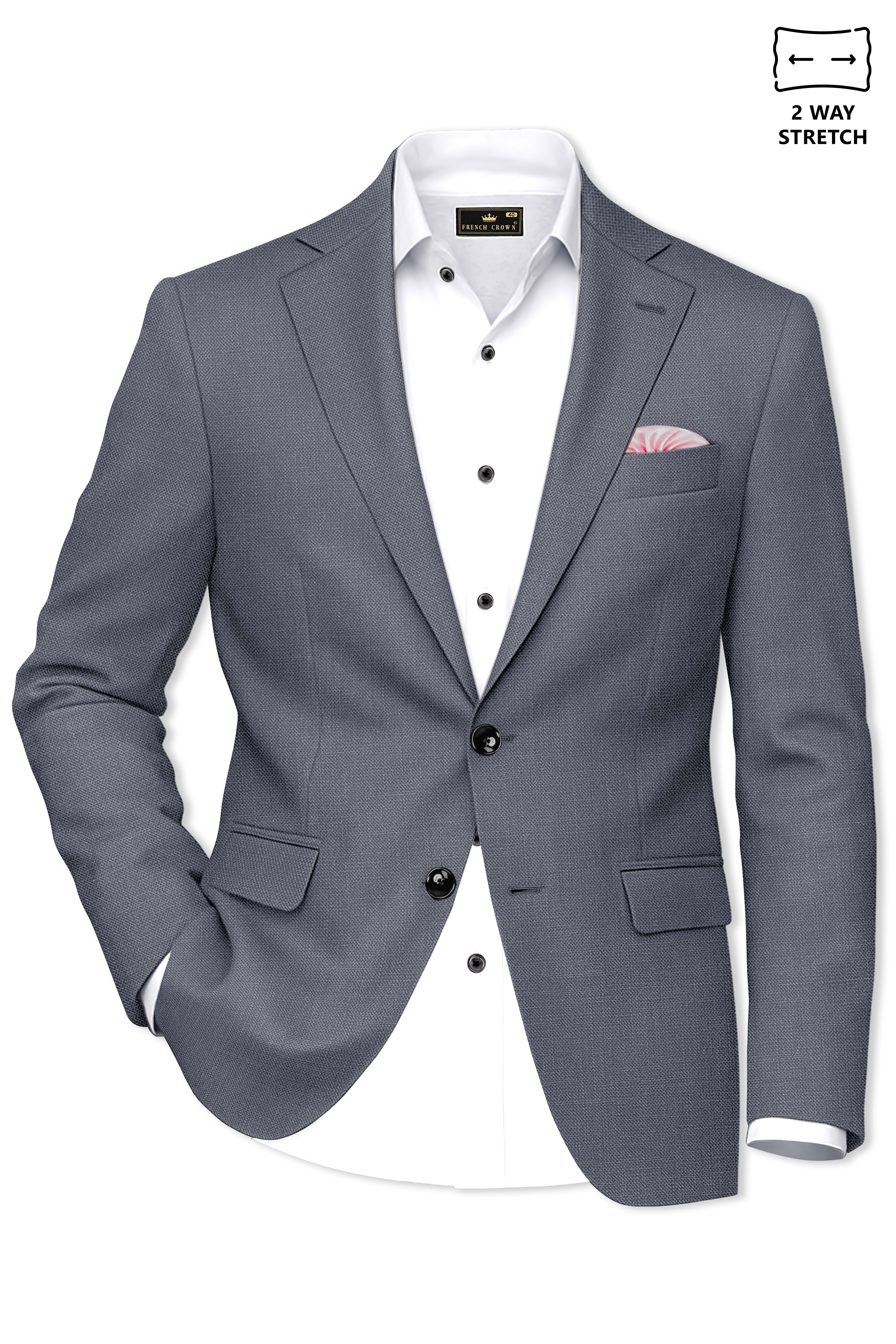 Cineris-Shuttle Gray Luxurious Linen Single Breasted Stretchable traveler Suit