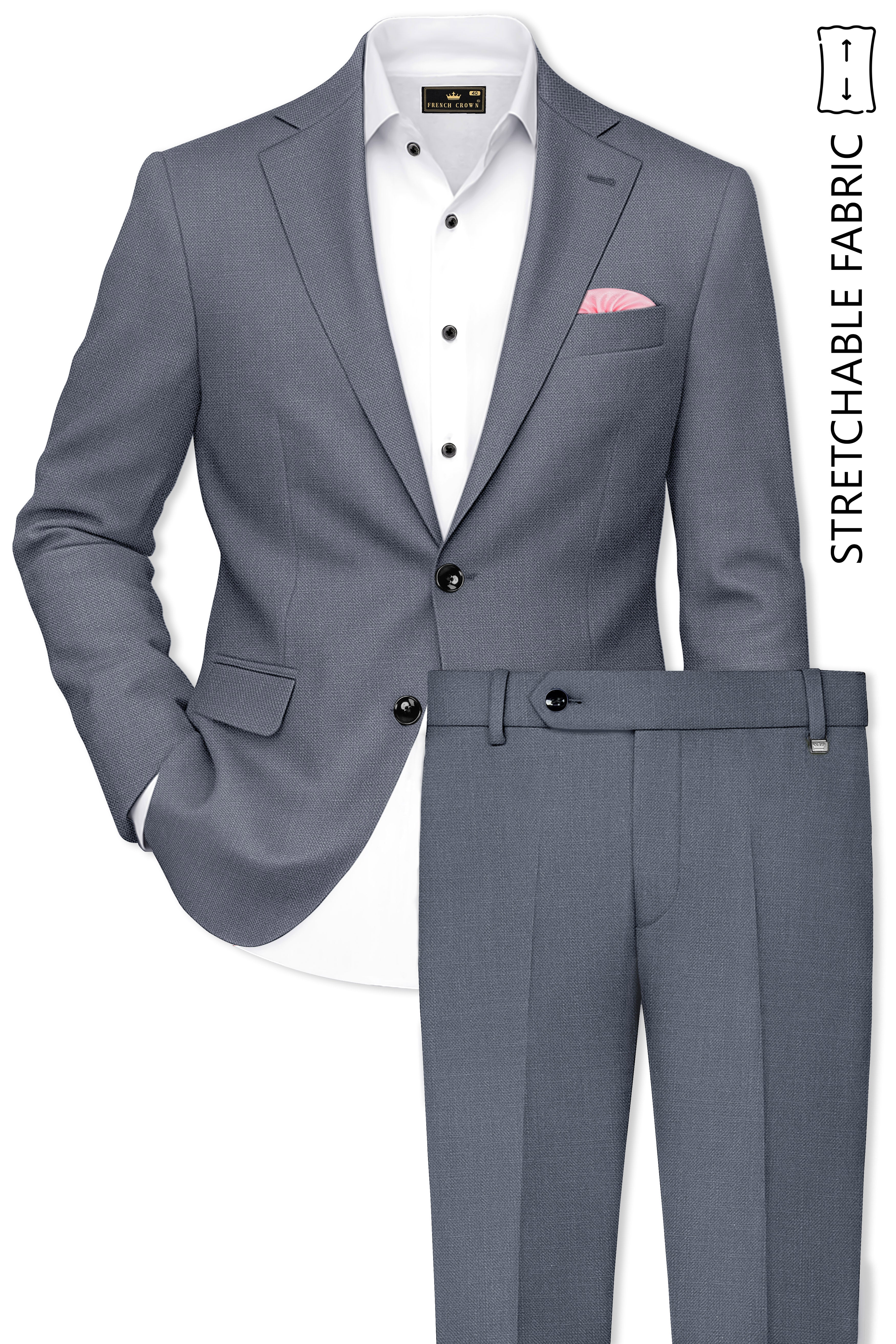 Cineris-Shuttle Gray Luxurious Linen Single Breasted Stretchable traveler Suit