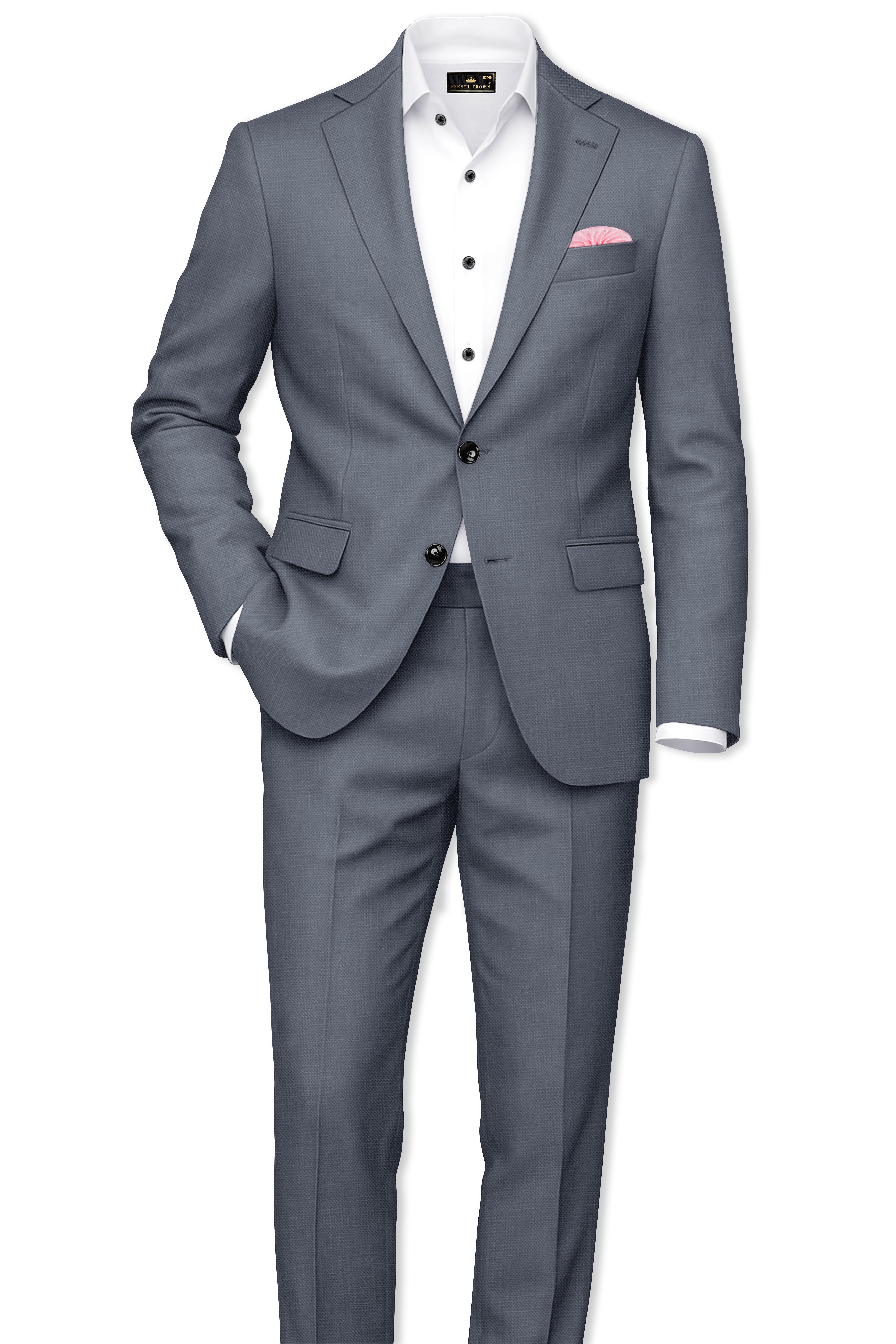 Cineris-Shuttle Gray Luxurious Linen Single Breasted Stretchable traveler Suit