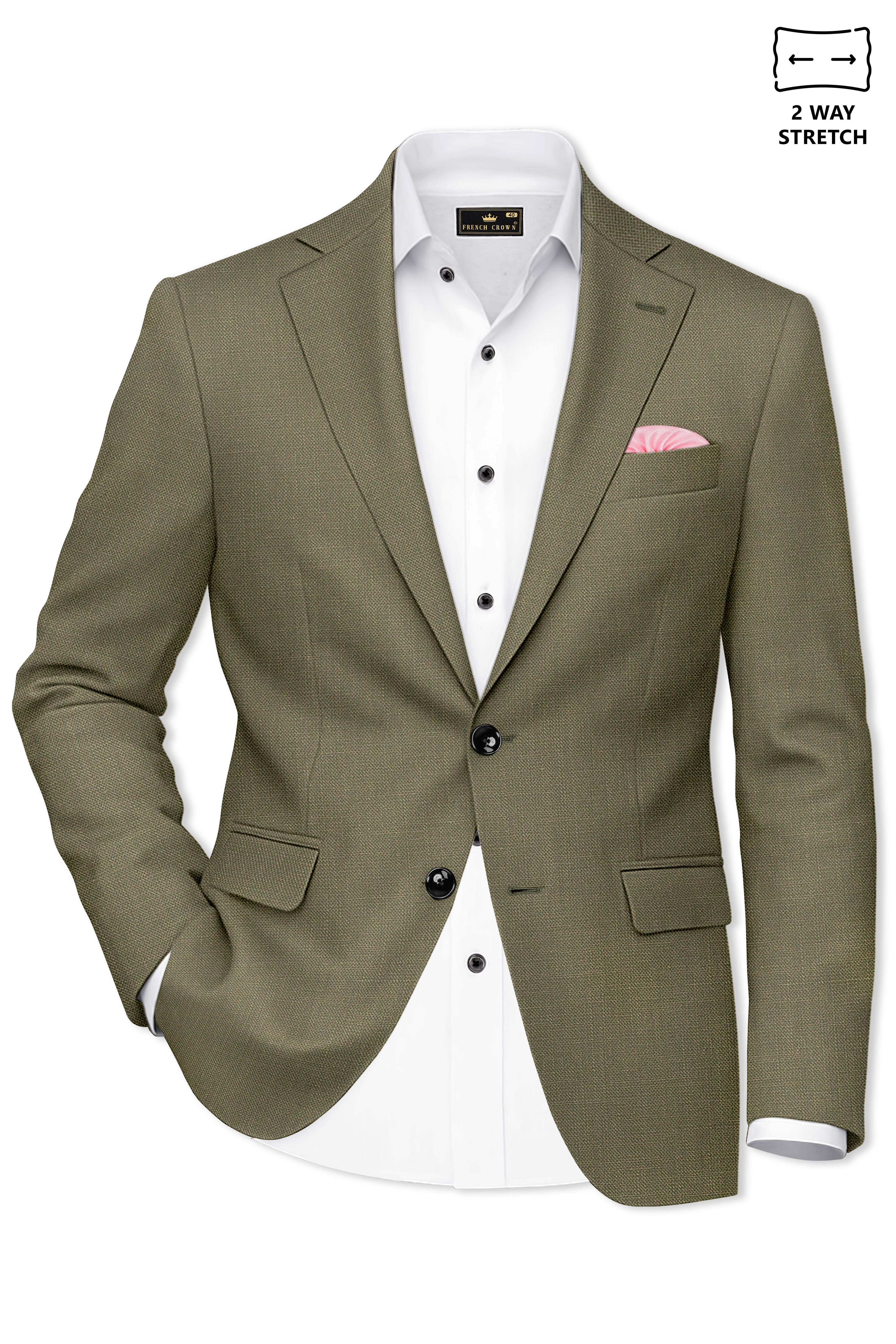 Zyren-Finch Green Luxurious Linen Single Breasted Stretchable traveler Suit