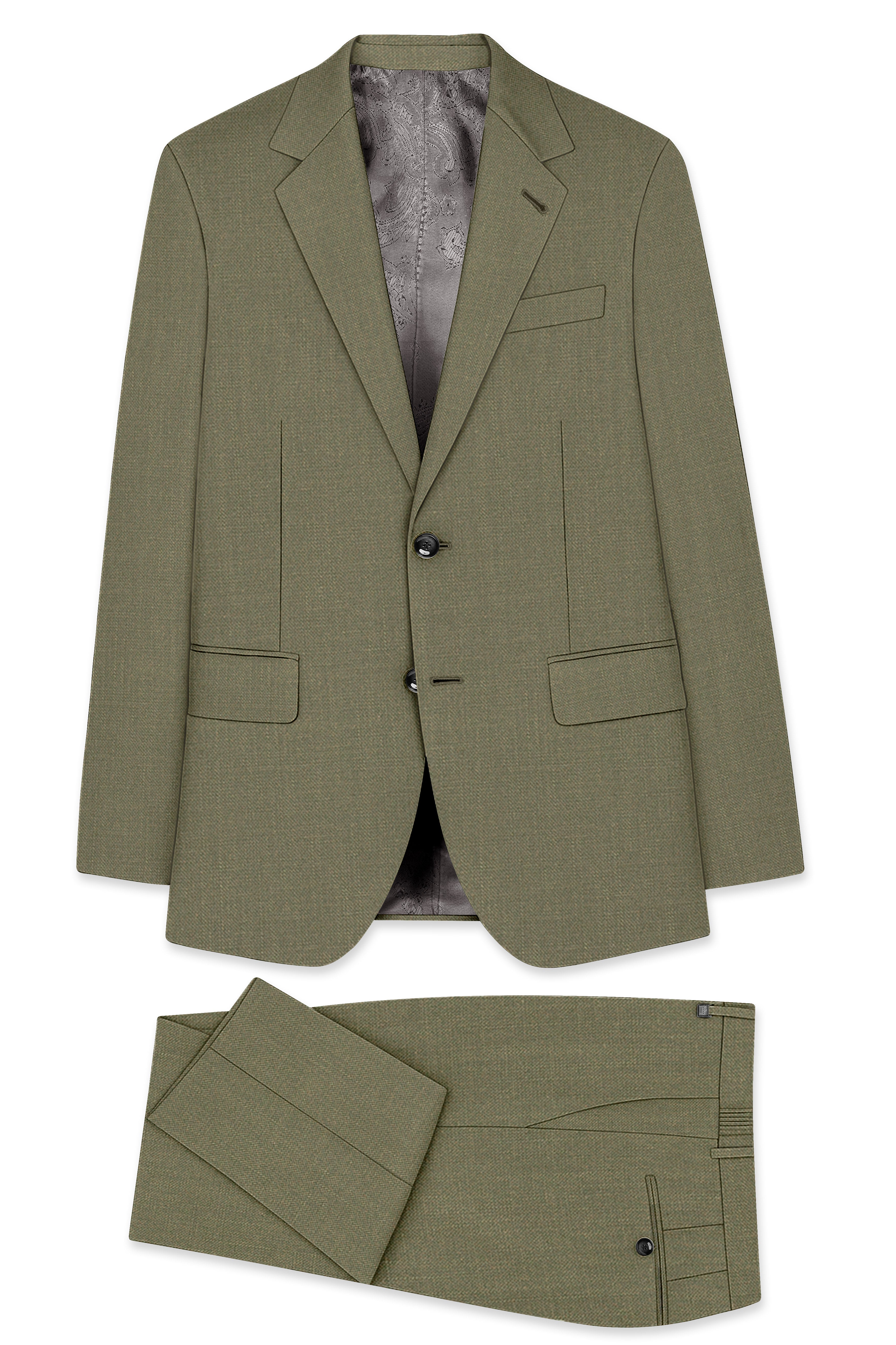 Zyren-Finch Green Luxurious Linen Single Breasted Stretchable traveler Suit