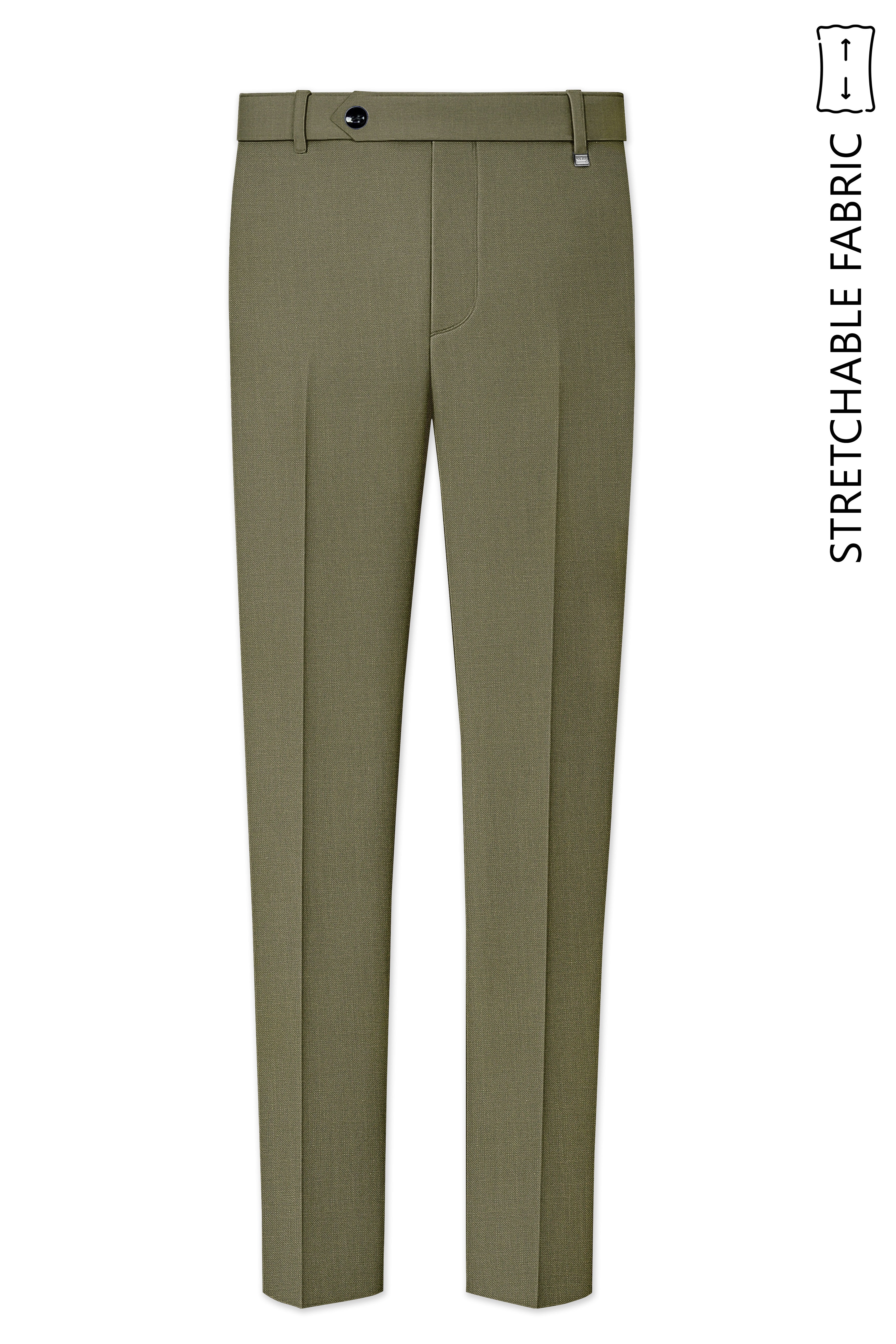 Zyren-Finch Green Luxurious Linen Single Breasted Stretchable traveler Suit