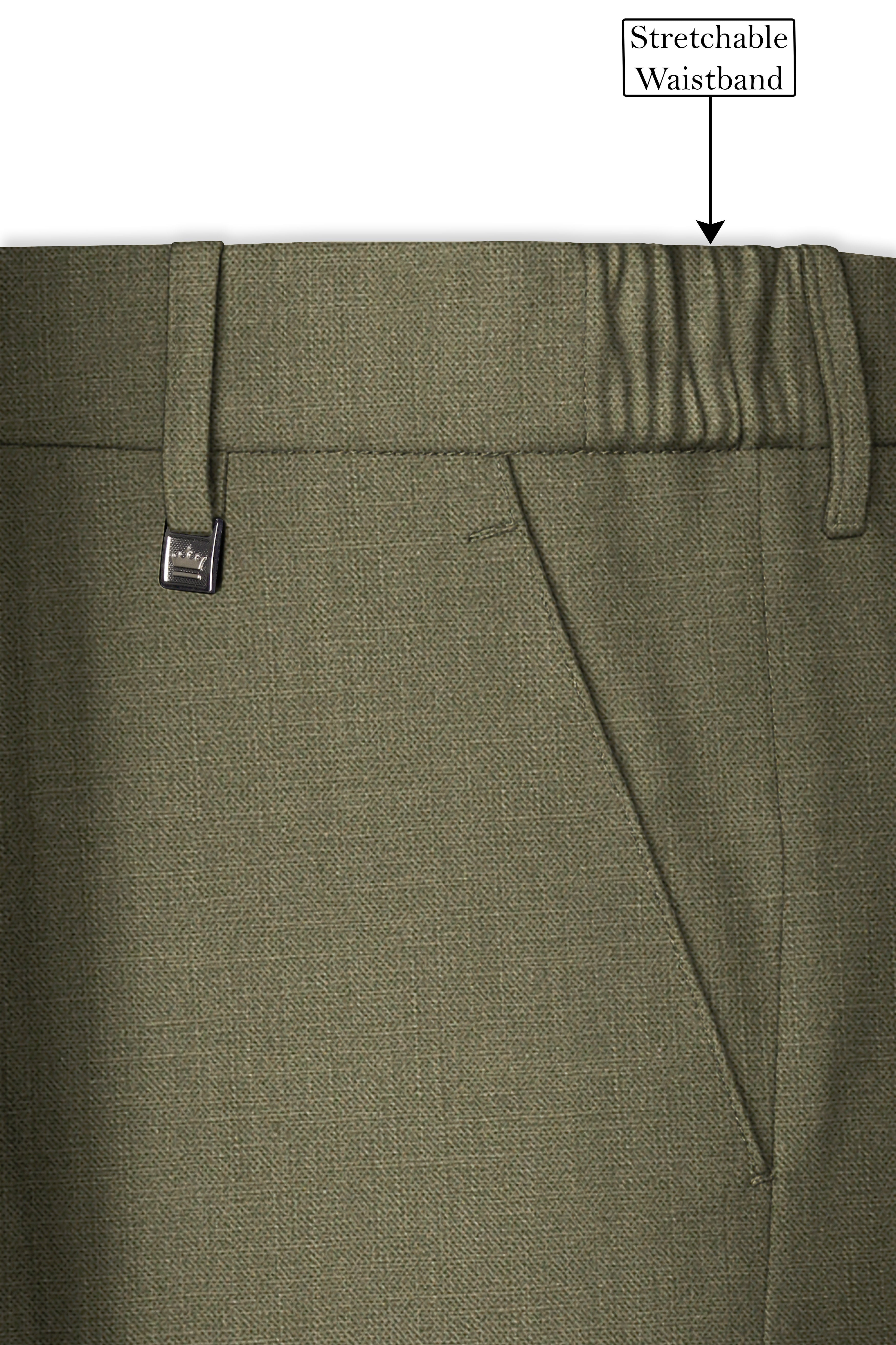Zyren-Finch Green Luxurious Linen Single Breasted Stretchable traveler Suit