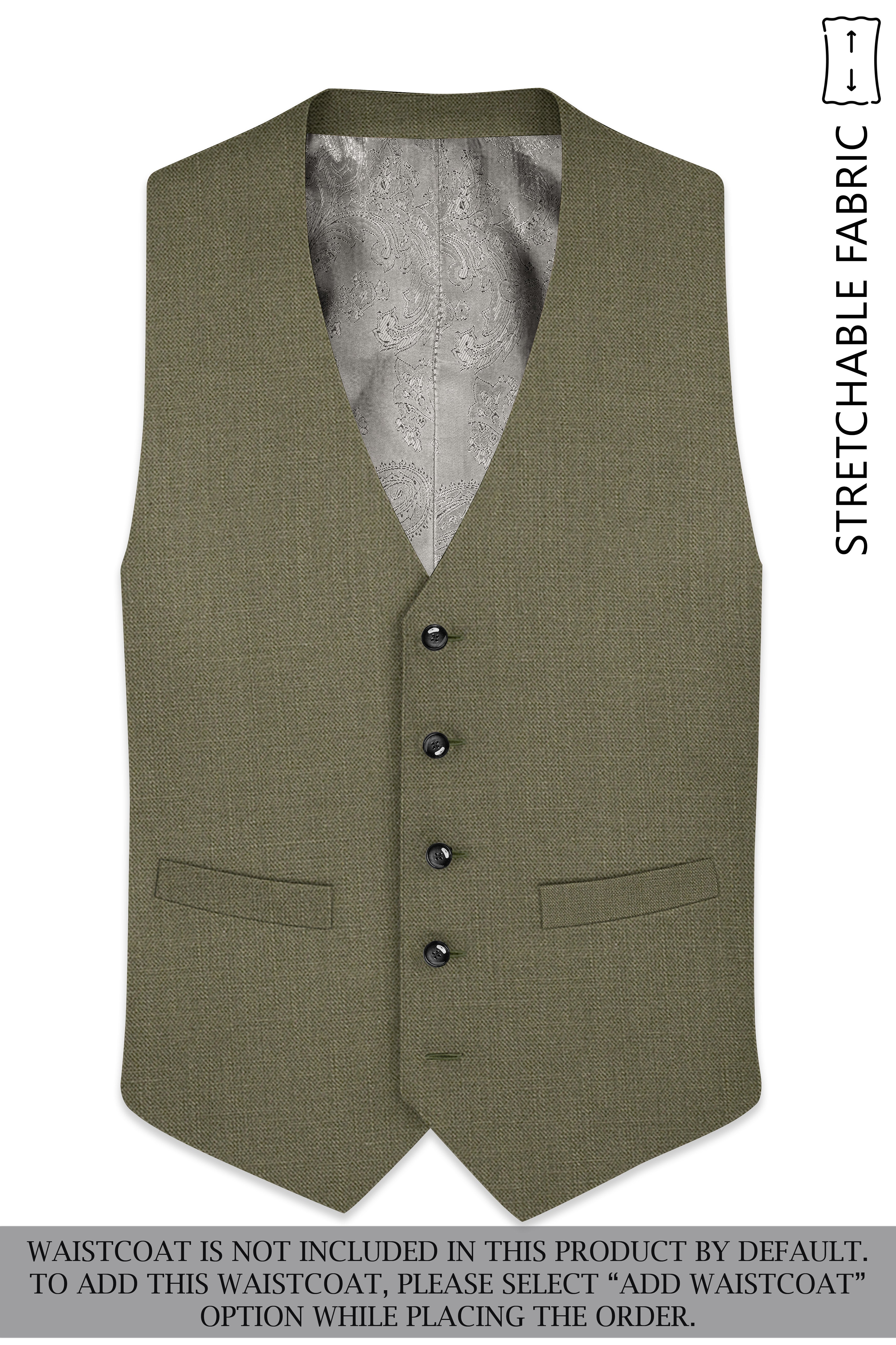 Zyren-Finch Green Luxurious Linen Single Breasted Stretchable traveler Suit