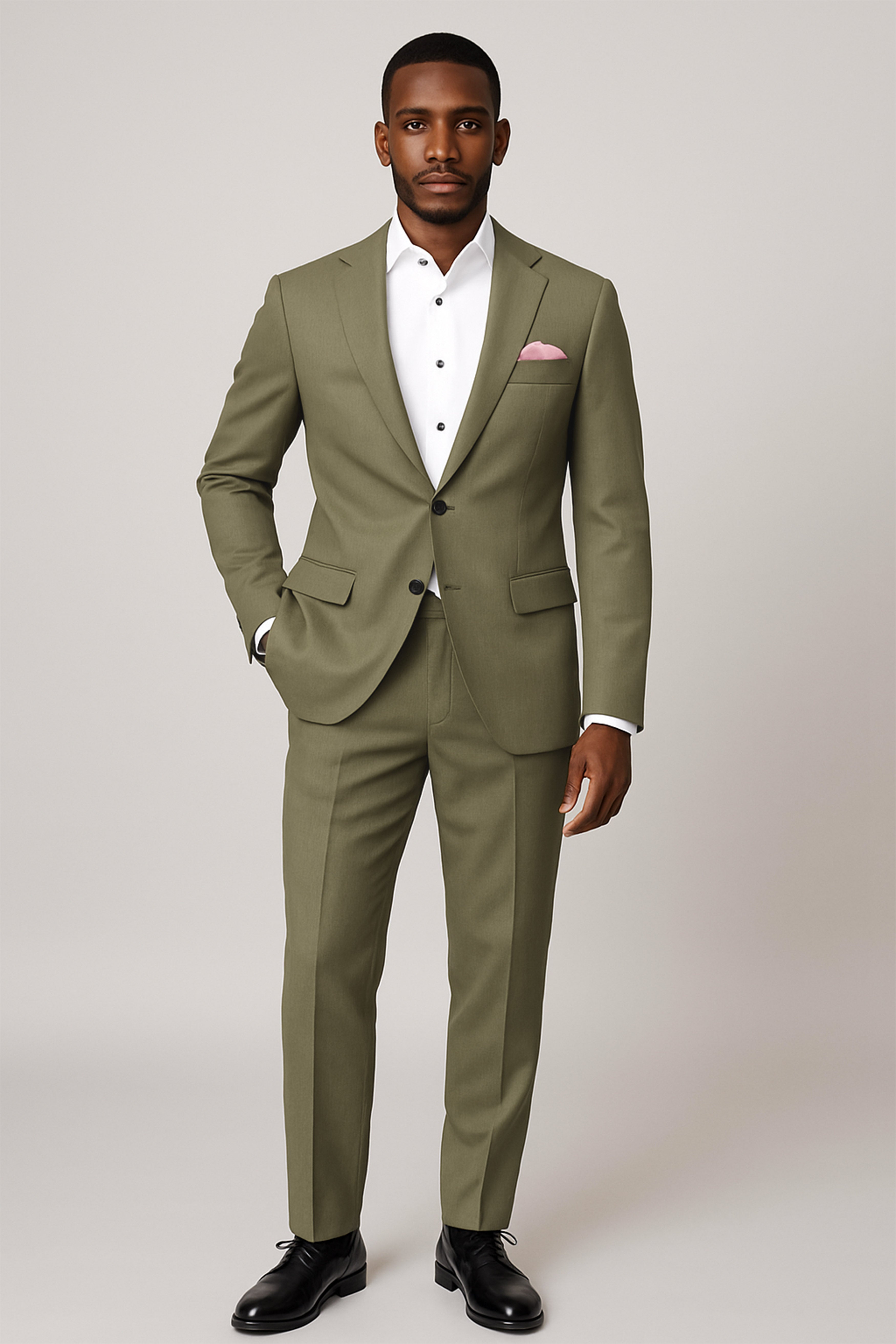 Zyren-Finch Green Solid Premium Linen Single Breasted Suit For Men.