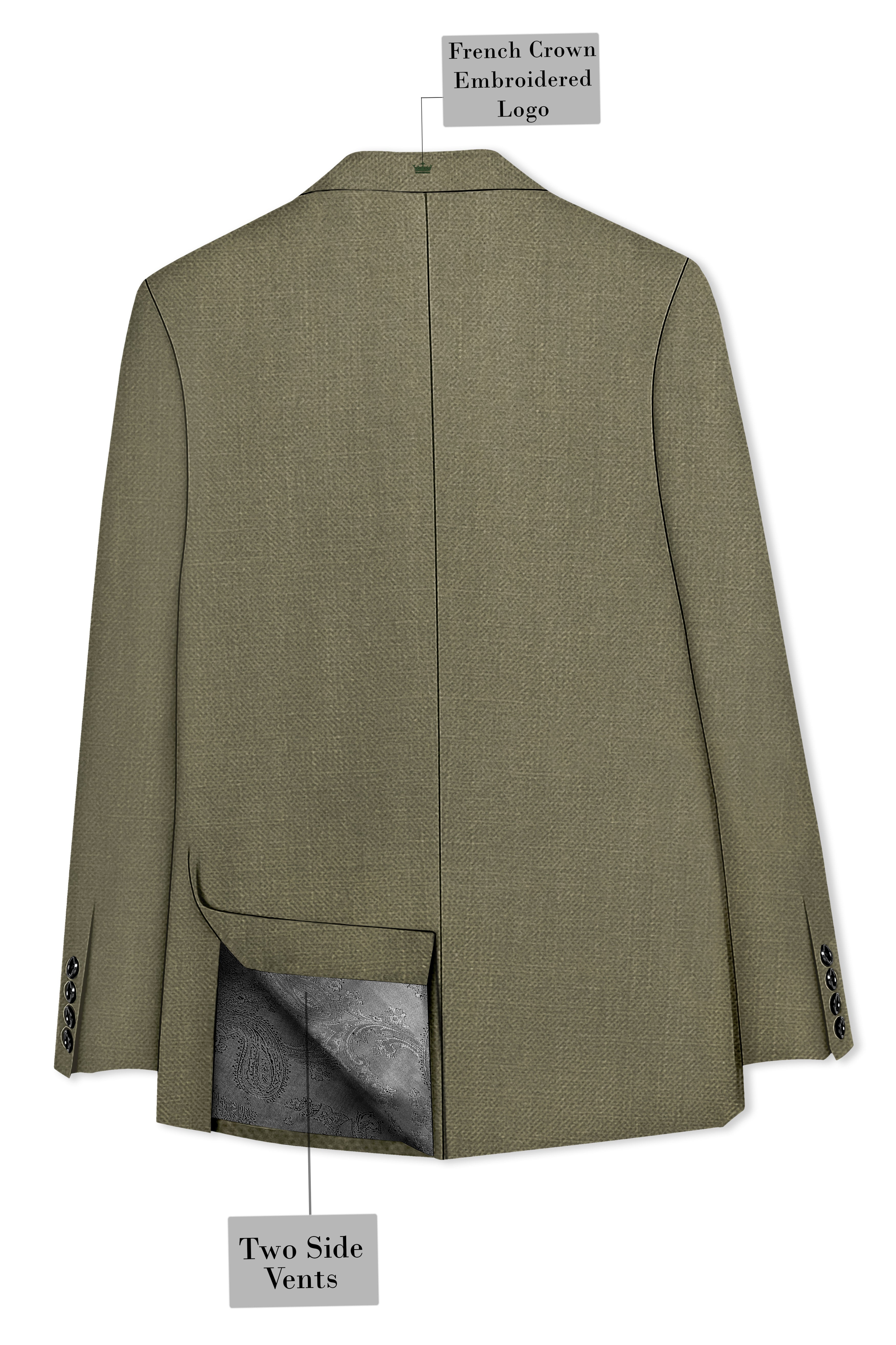 Zyren-Finch Green Luxurious Linen Single Breasted Stretchable traveler Suit