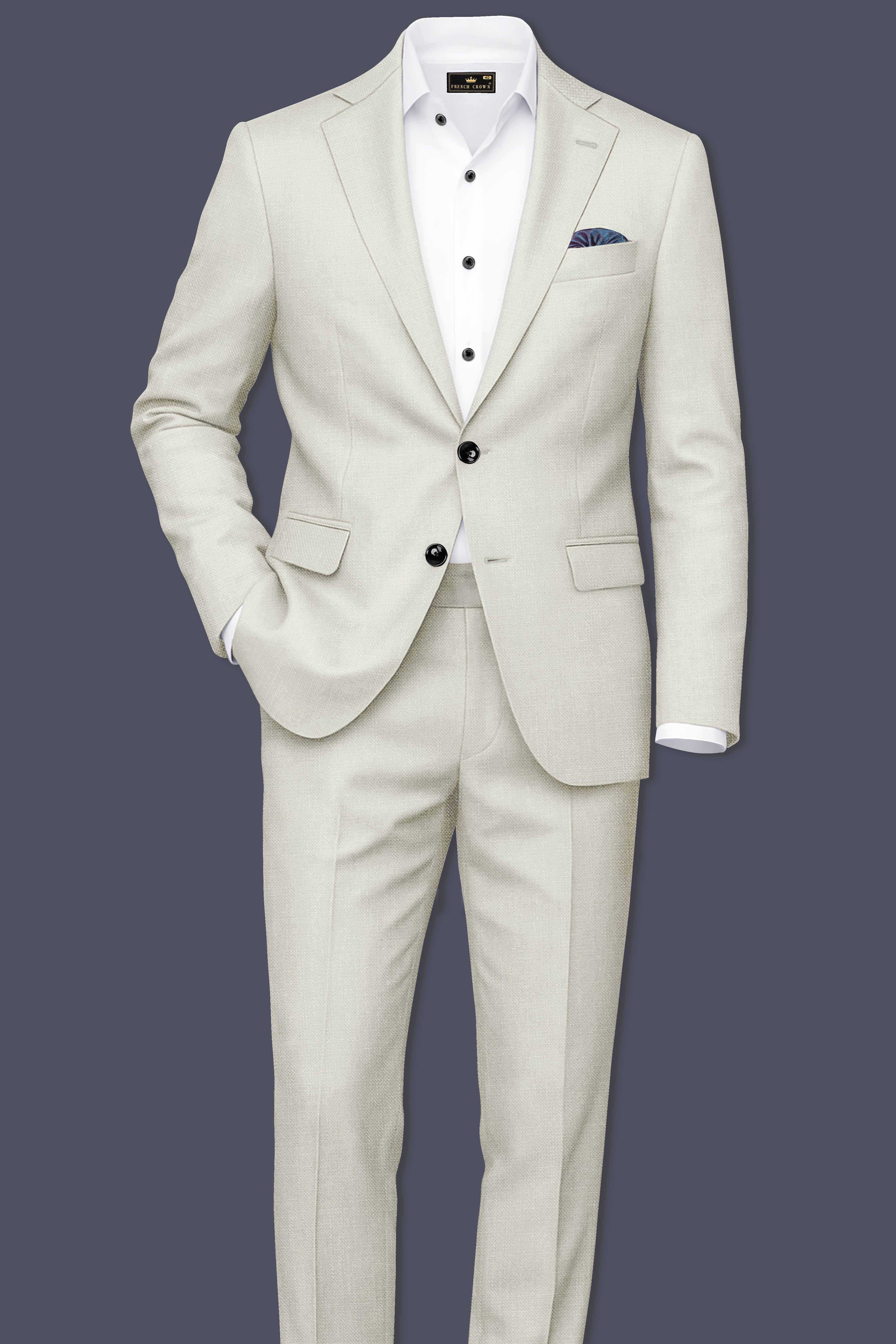 Viridale-Periglacial Green Luxurious Linen Single Breasted Stretchable traveler Suit
