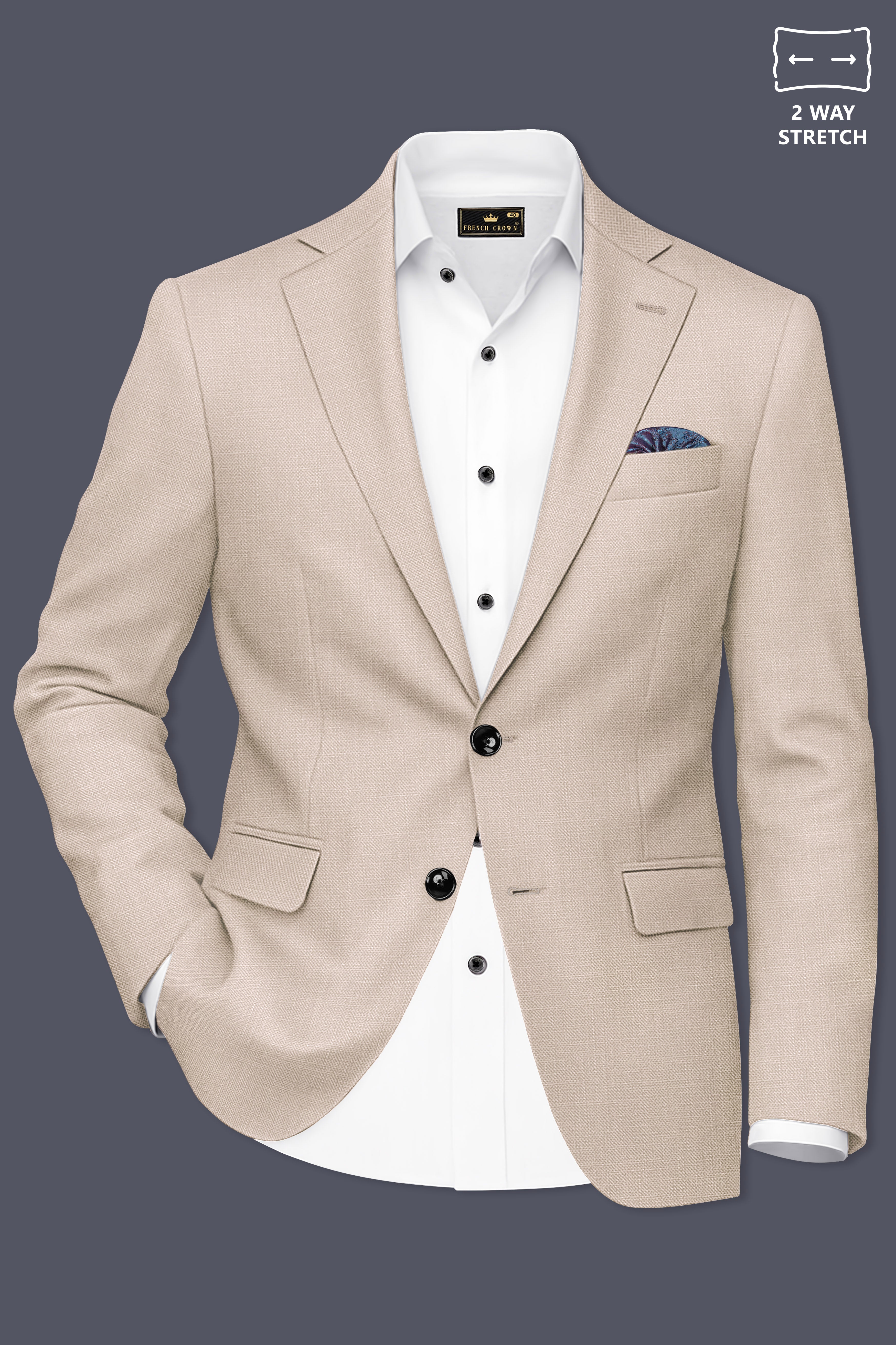 Brunoro-Wafer Brown Luxurious Linen Single Breasted Stretchable traveler Suit