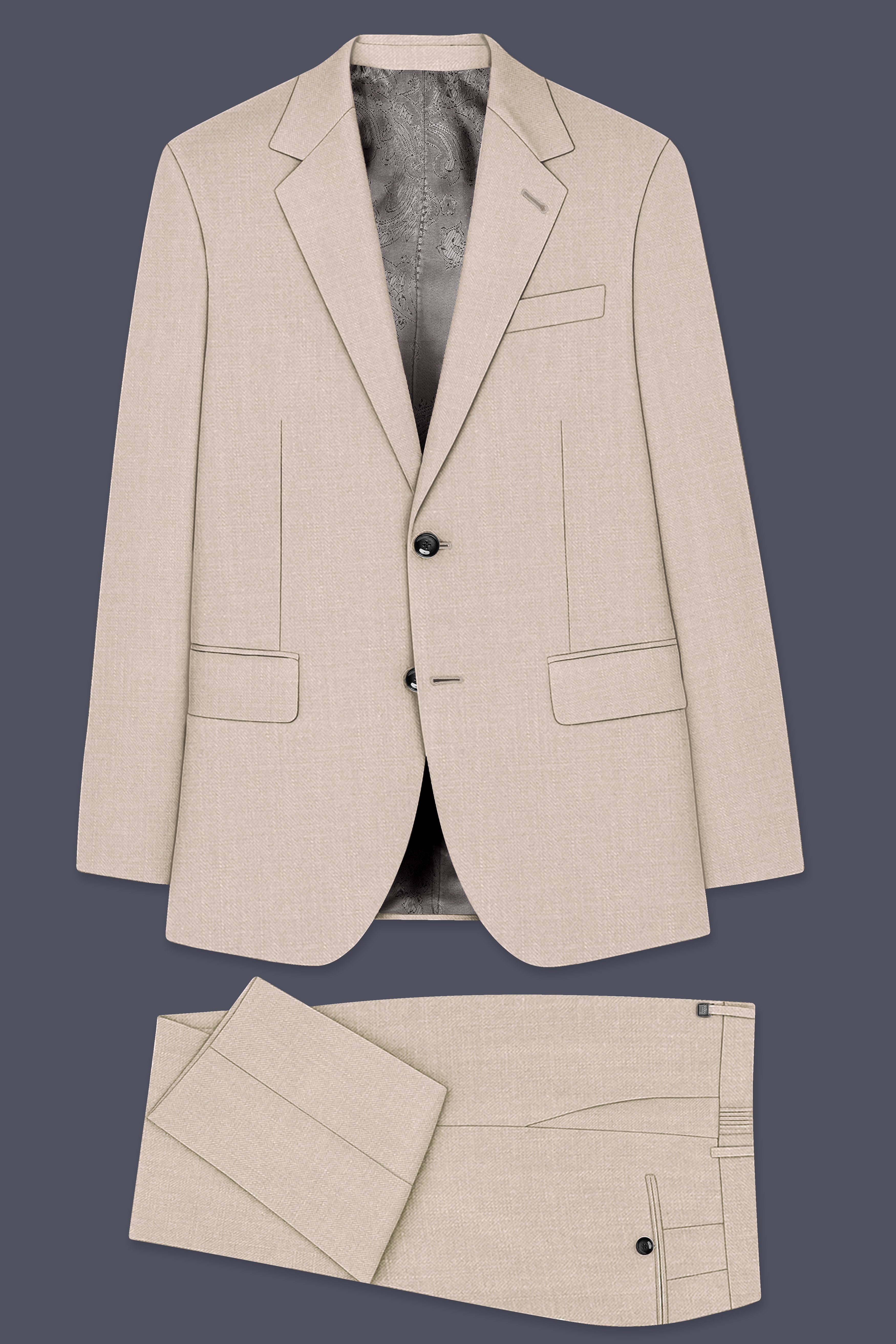Brunoro-Wafer Brown Luxurious Linen Single Breasted Stretchable traveler Suit