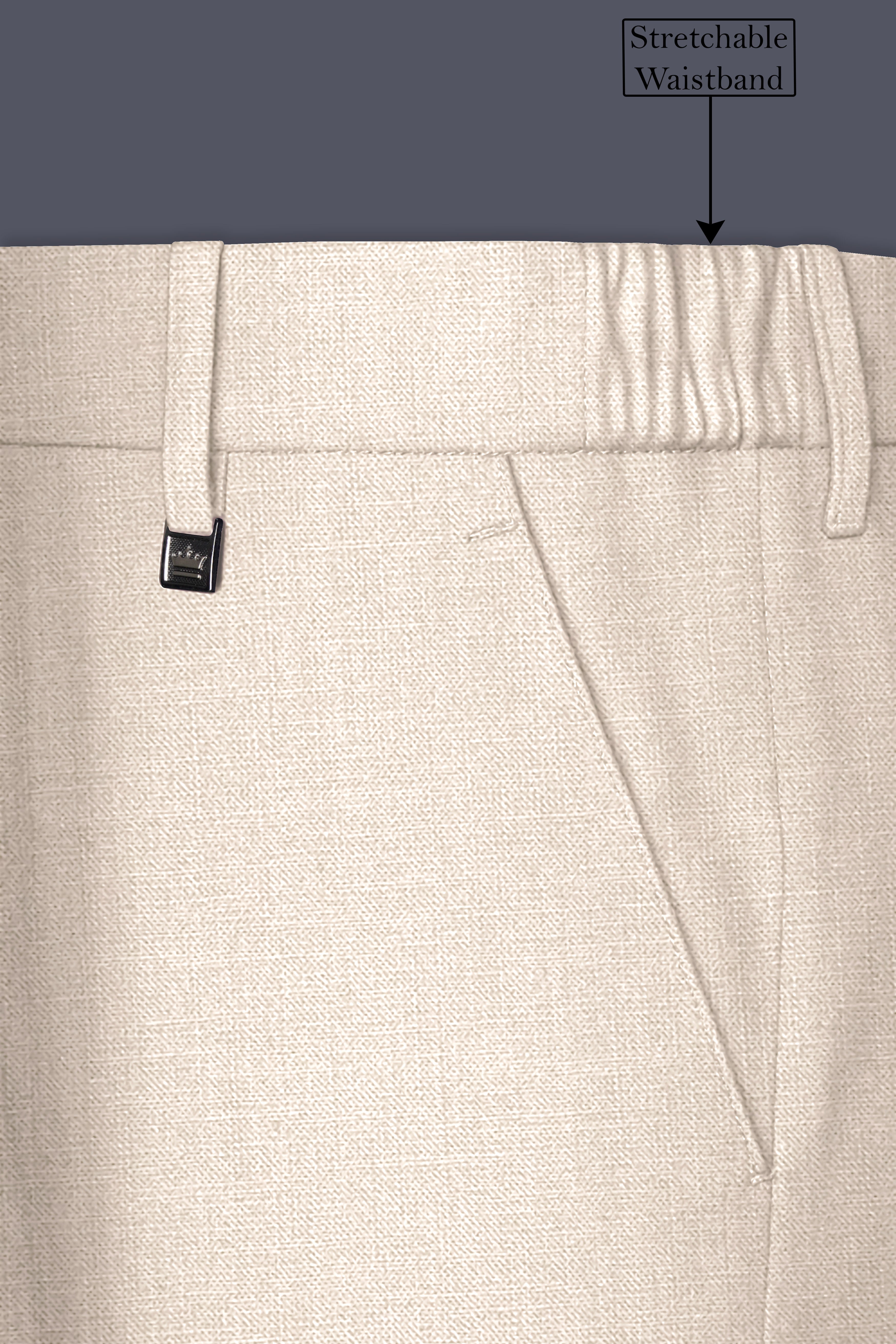 Ivoreo-Merino Cream Luxurious Linen Single Breasted Stretchable traveler Suit