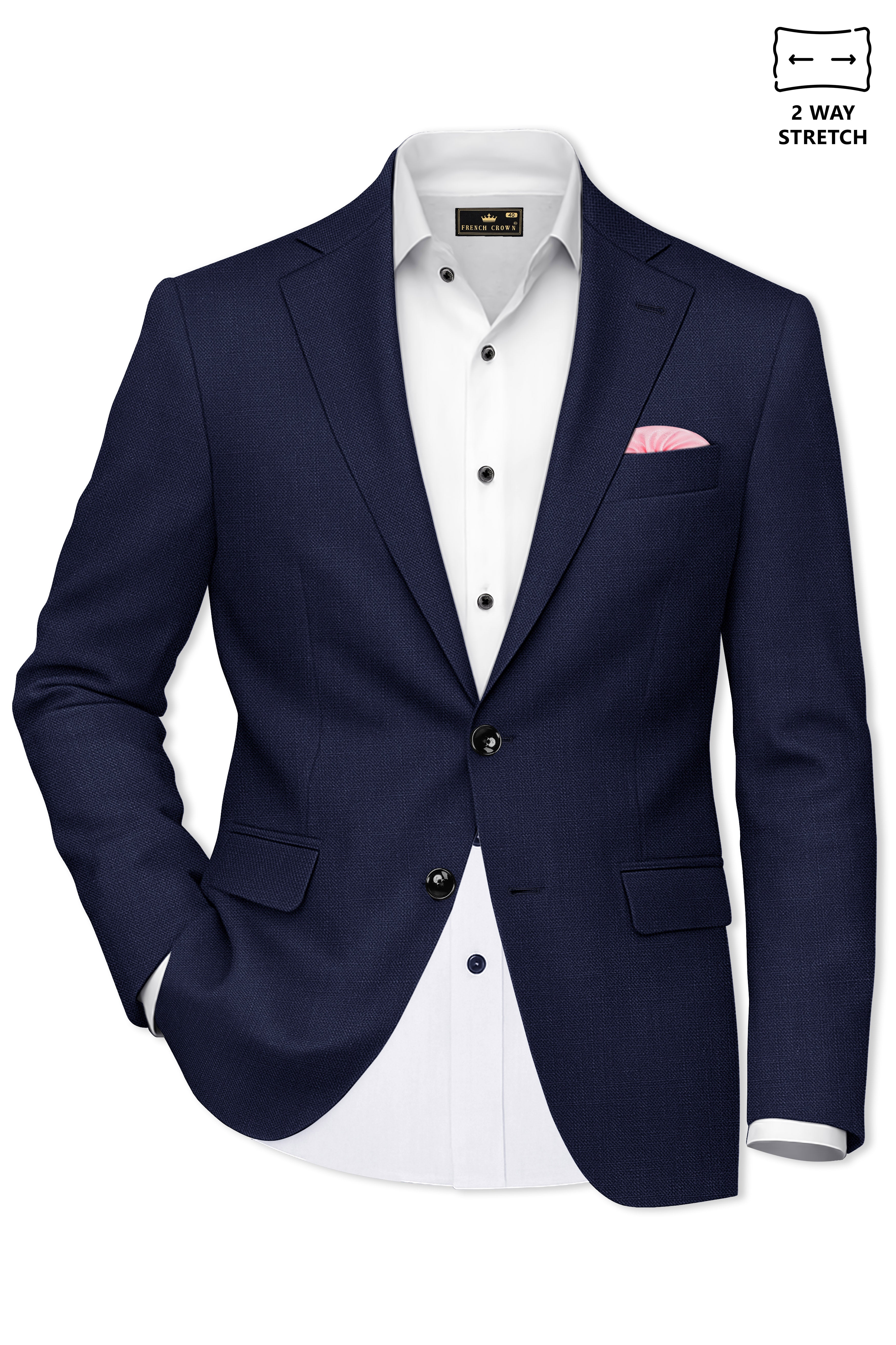 Azuriel-Firefly Blue Luxurious Linen Single Breasted Stretchable traveler Suit