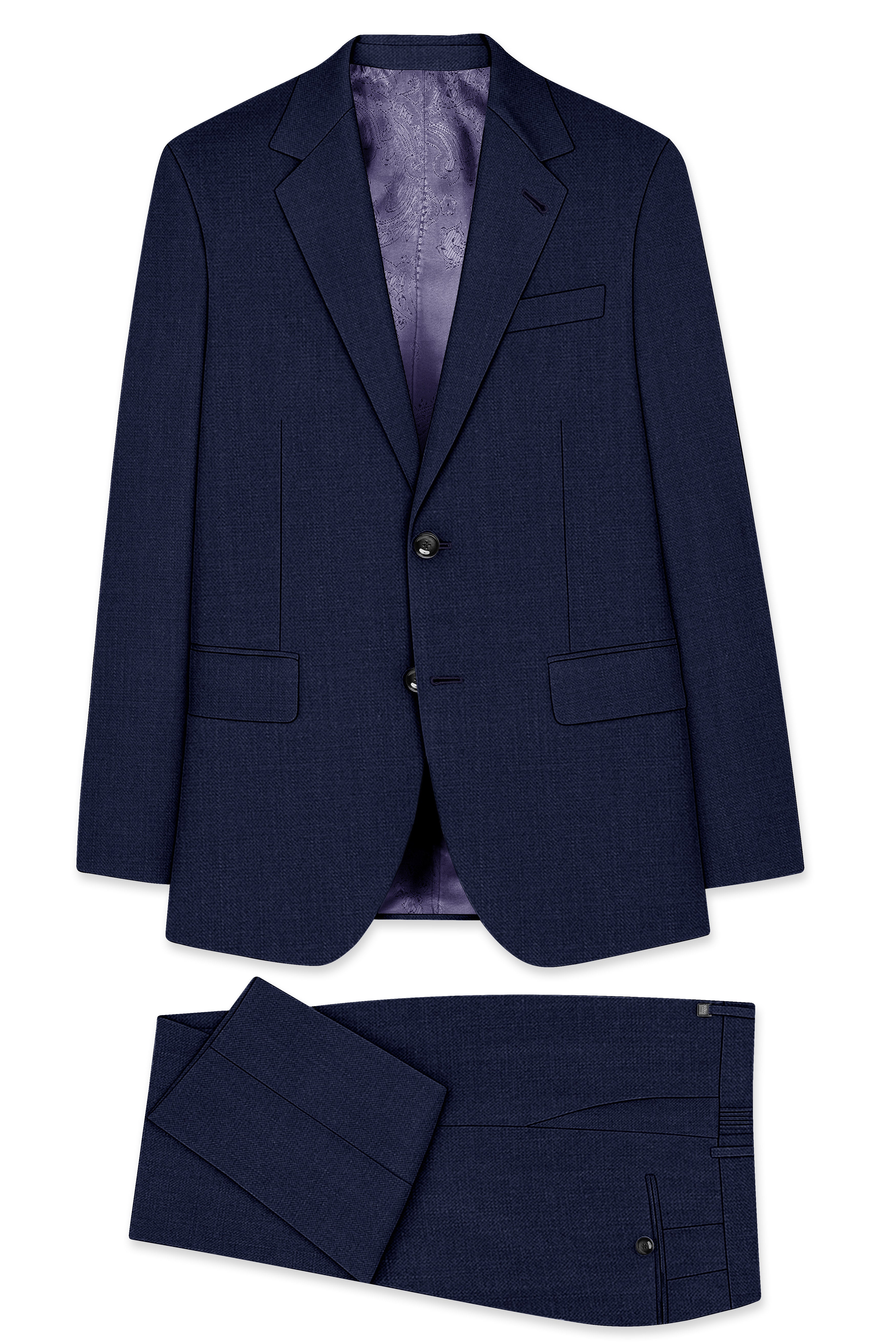 Azuriel-Firefly Blue Luxurious Linen Single Breasted Stretchable traveler Suit