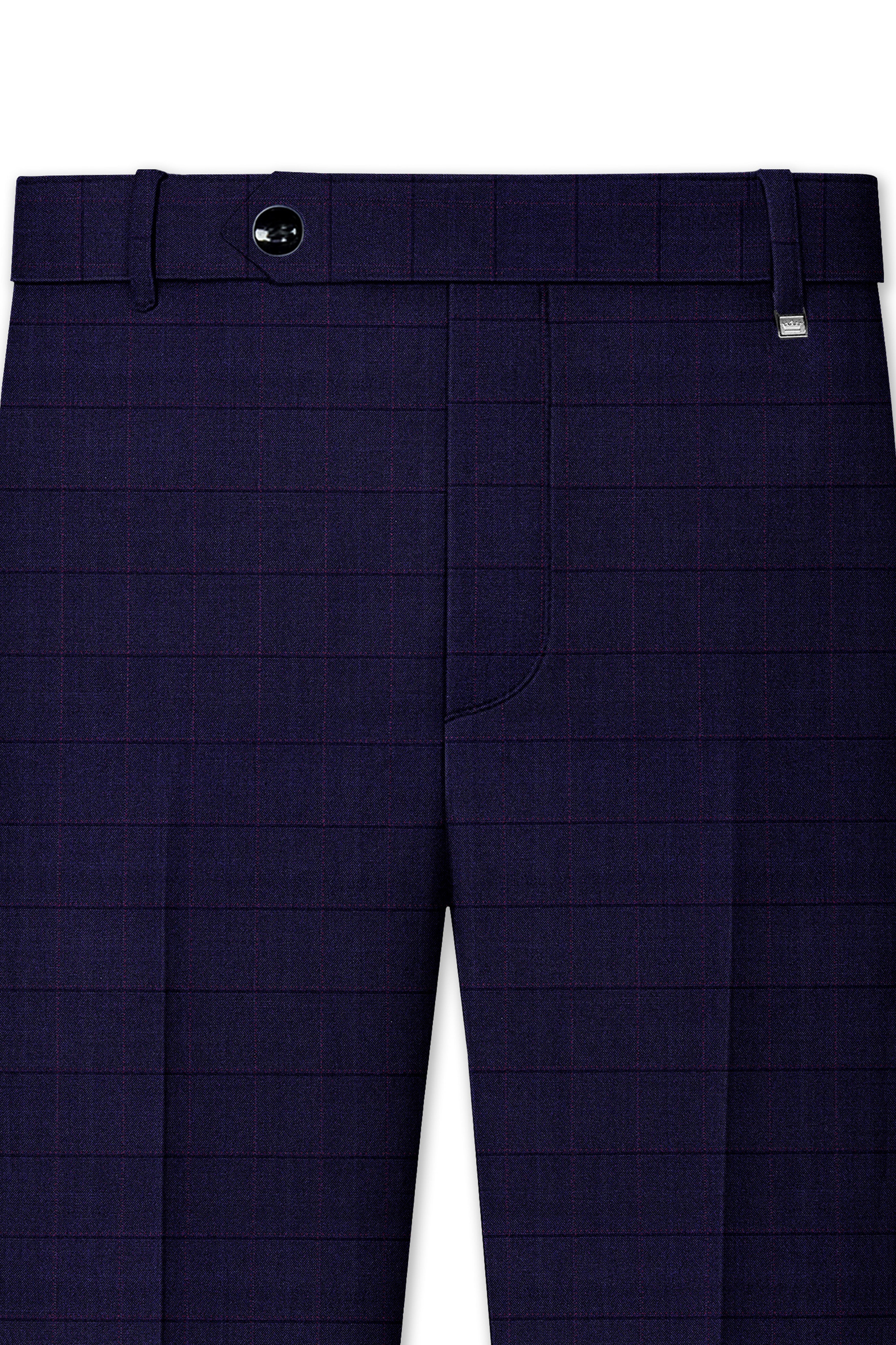 Azurane-Ebony Blue Windowpane Wool Rich Single Breasted Suit