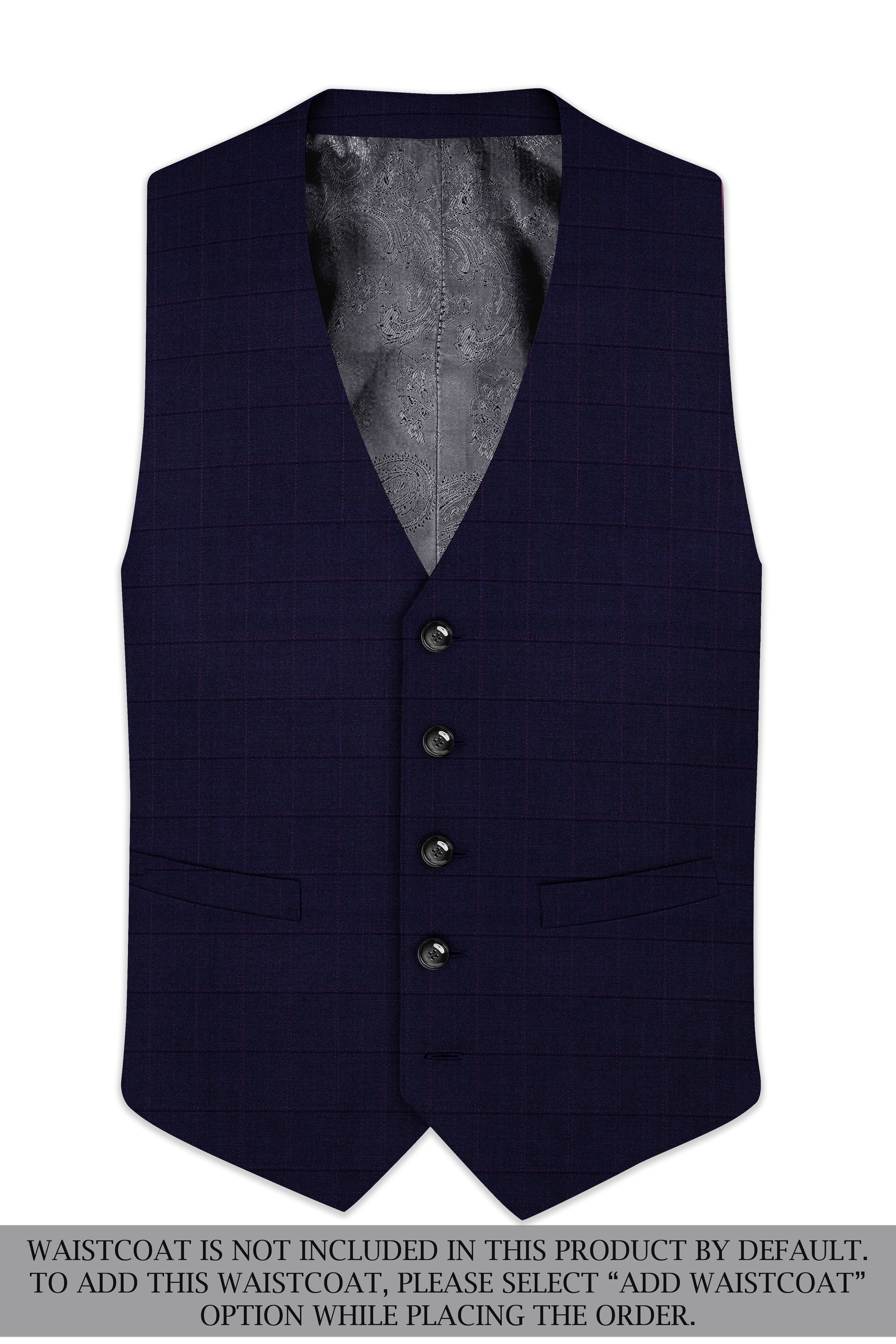 Azurane-Ebony Blue Windowpane Wool Rich Single Breasted Suit