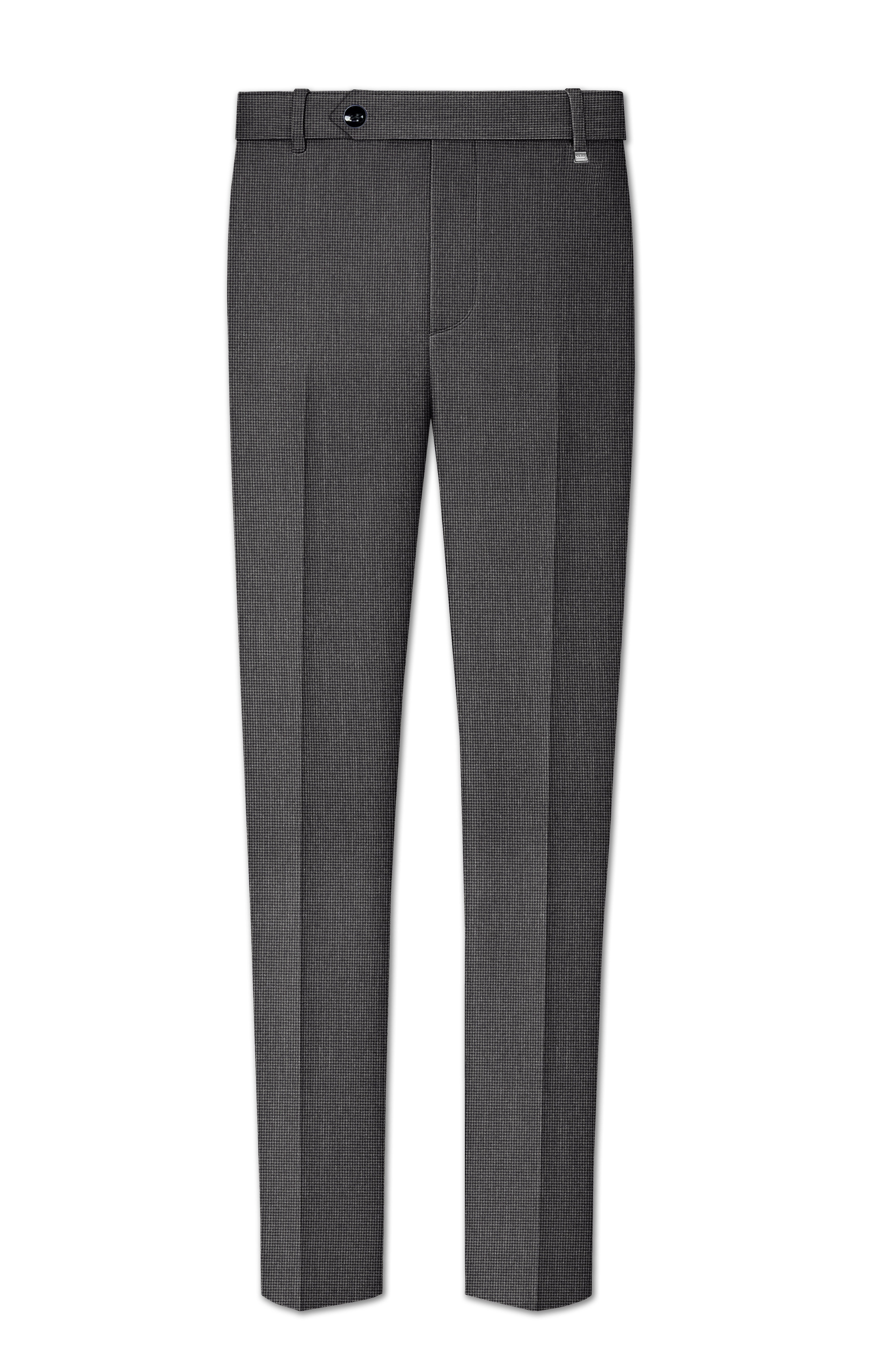 Cinerro-Tuatara Gray Wool Rich houndstooth Textured Single Breasted Suit