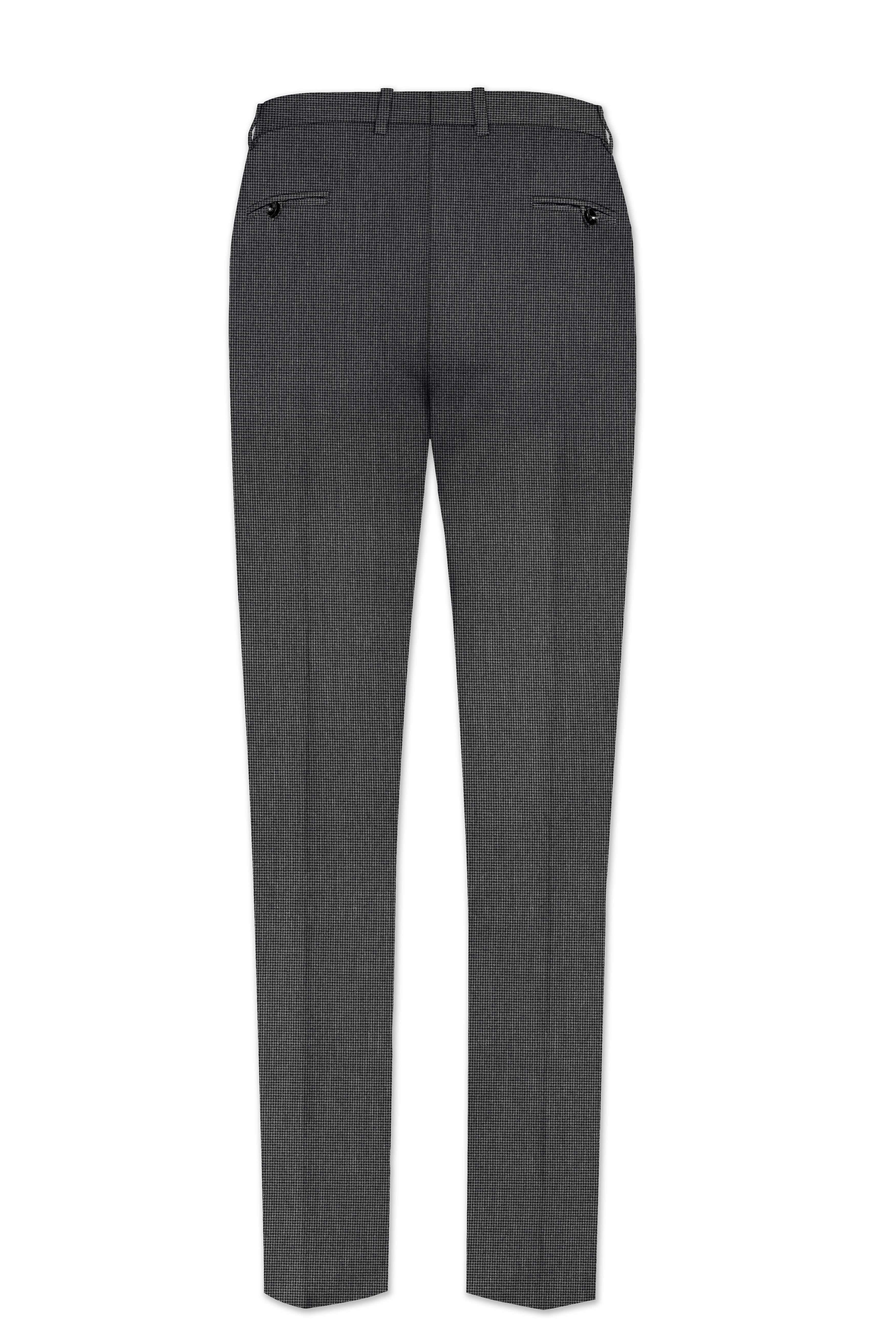 Cinerro-Tuatara Gray Wool Rich houndstooth Textured Single Breasted Suit