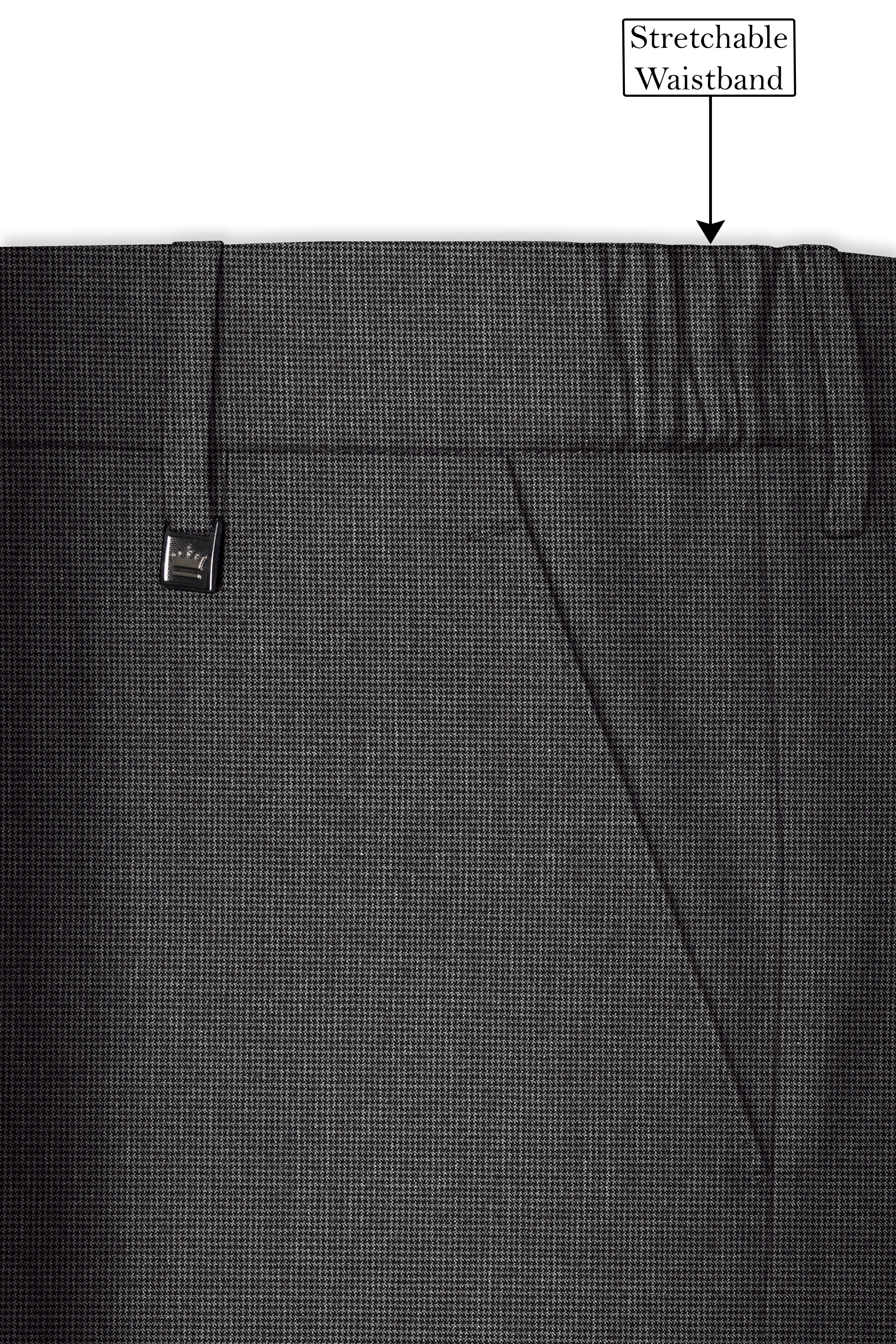 Cinerro-Tuatara Gray Wool Rich houndstooth Textured Single Breasted Suit