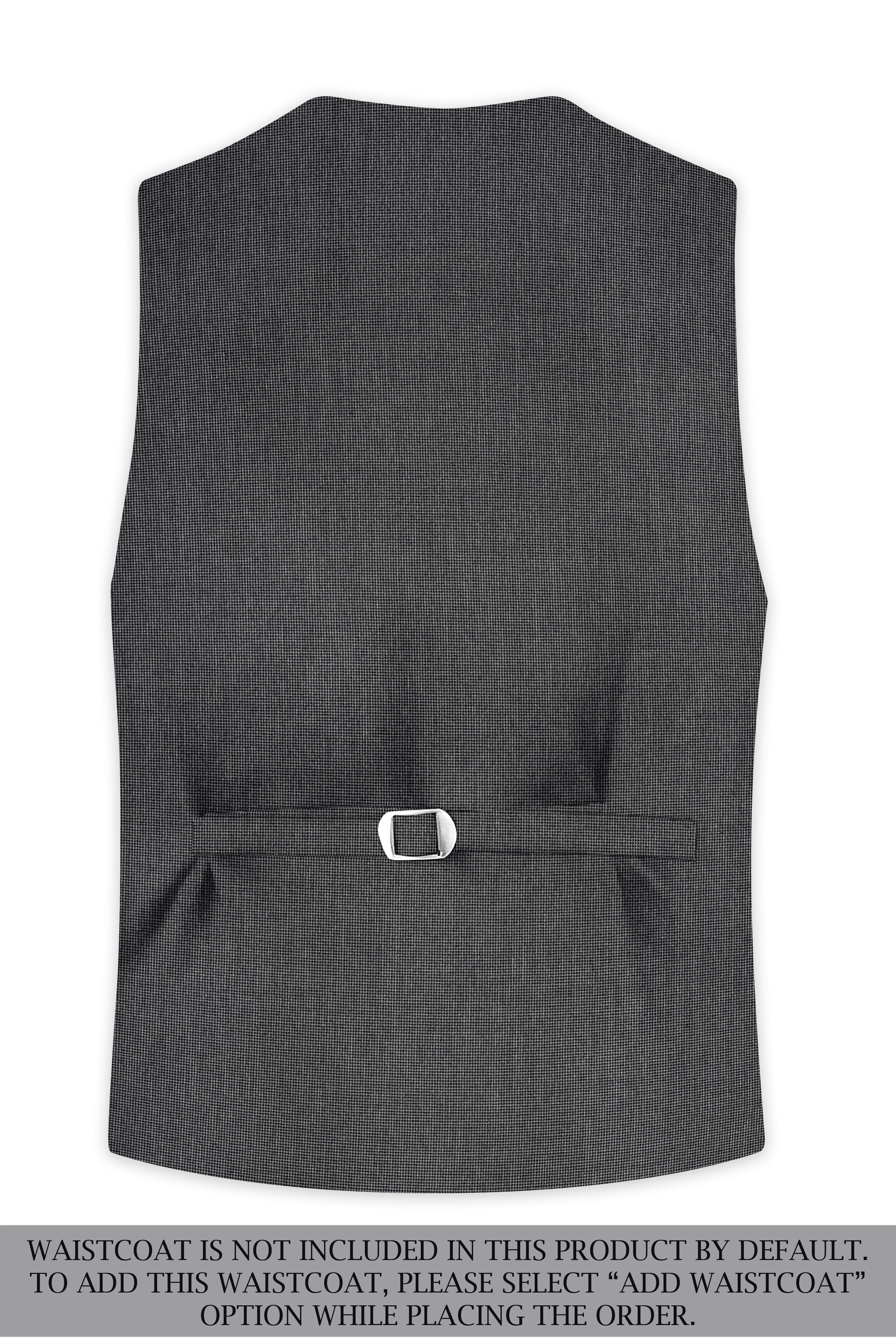 Cinerro-Tuatara Gray Wool Rich houndstooth Textured Single Breasted Suit