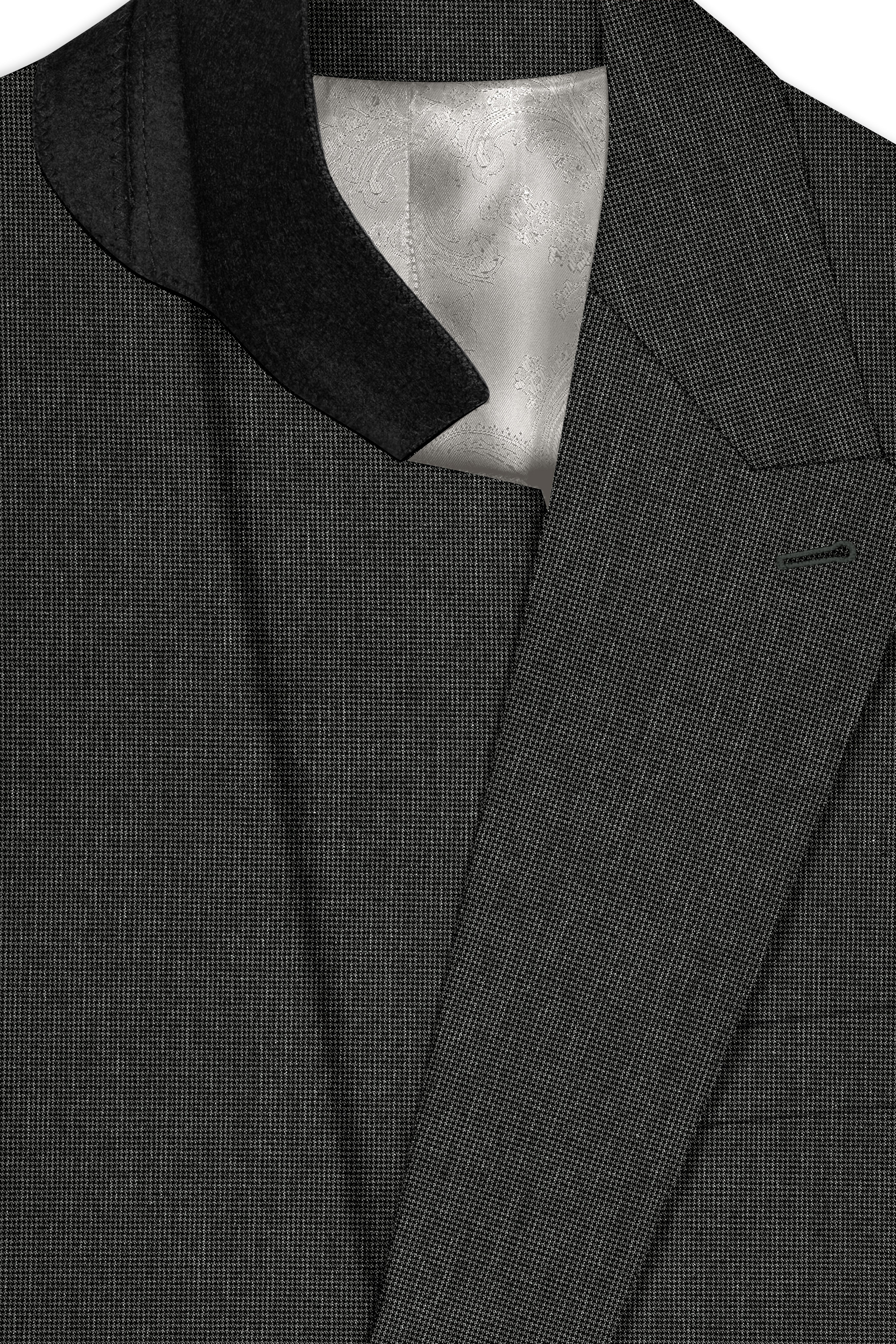 Cinerro-Mine Shaft Gray Houndstooth Wool Rich Textured Double Breasted Suit