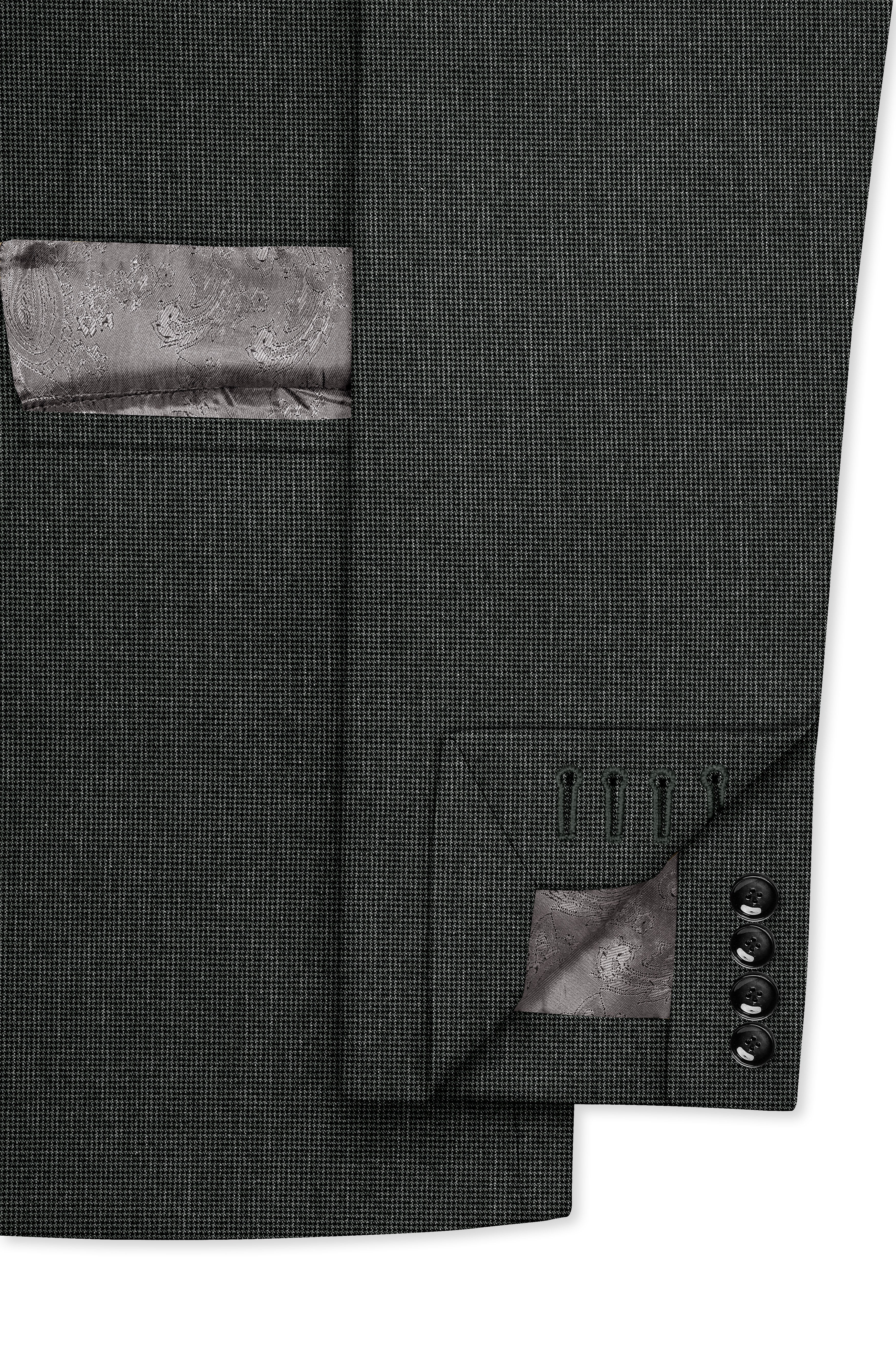Cinerro-Mine Shaft Gray Houndstooth Wool Rich Textured Double Breasted Suit